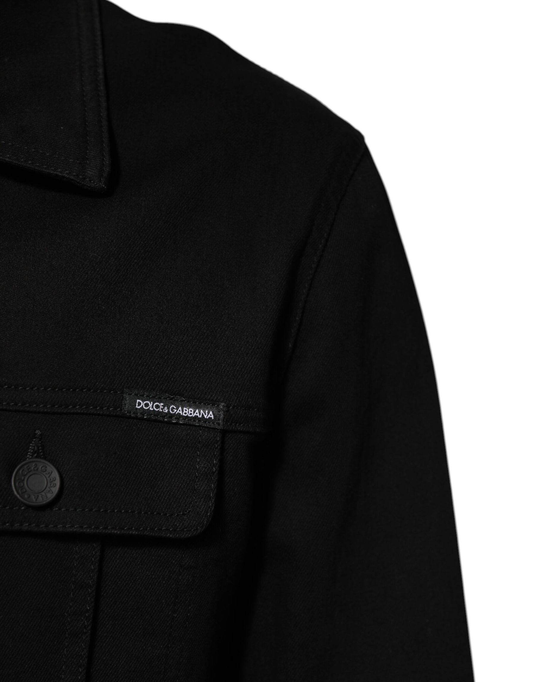 Dolce & Gabbana Black Cotton Denim Stretch Giubbotto Jacket | Regal Royce