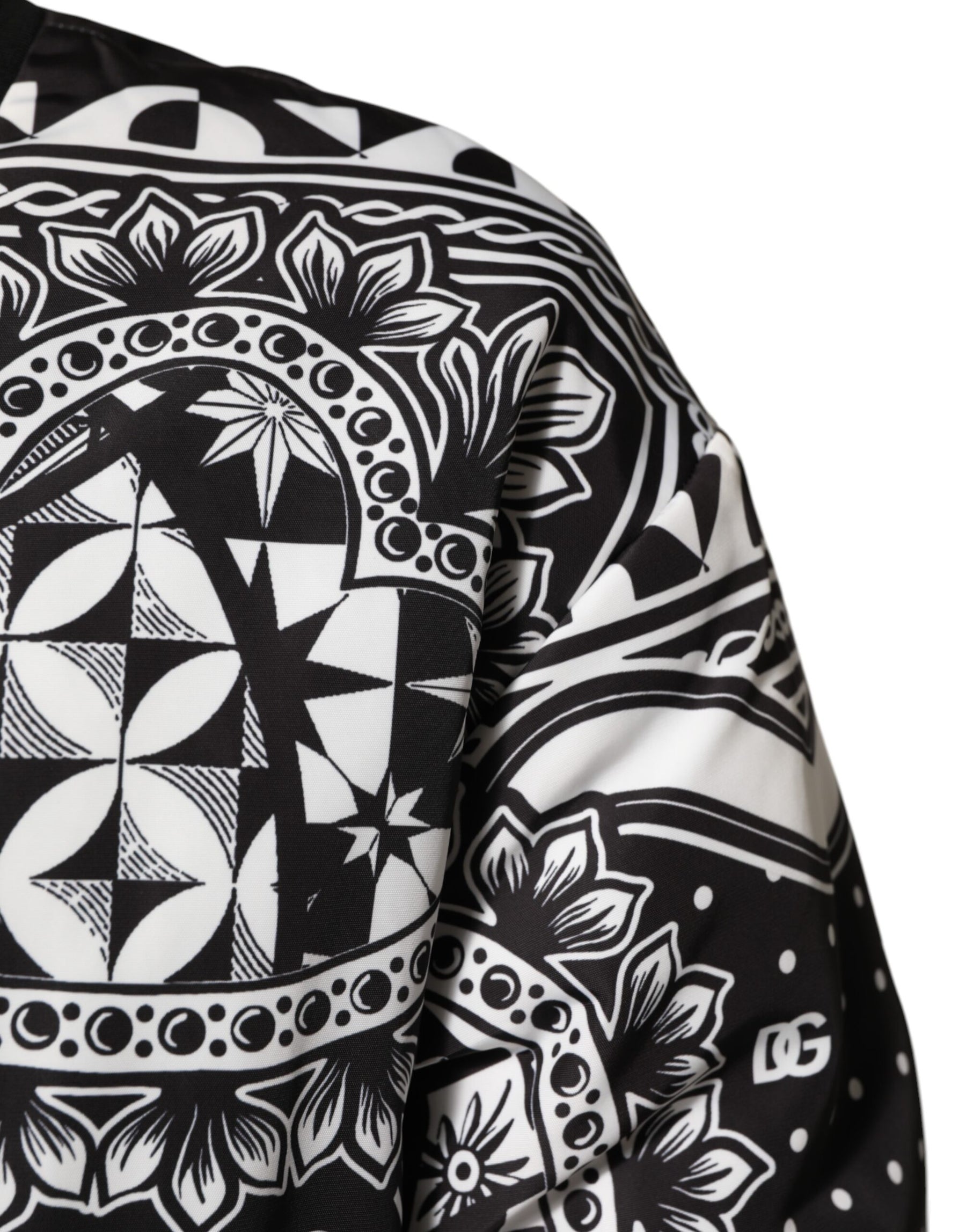 Dolce & Gabbana Black White Bandana Print Bomber Jacket | Regal Royce