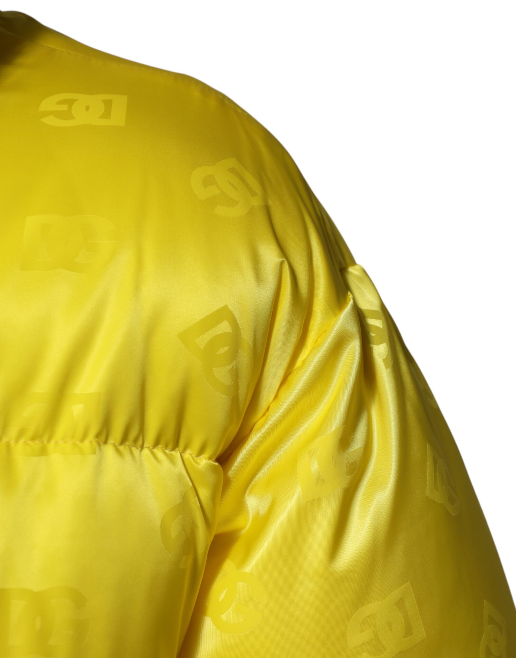 Dolce & Gabbana Yellow Nylon Logo Puffer Bomber Men Jacket | Regal Royce