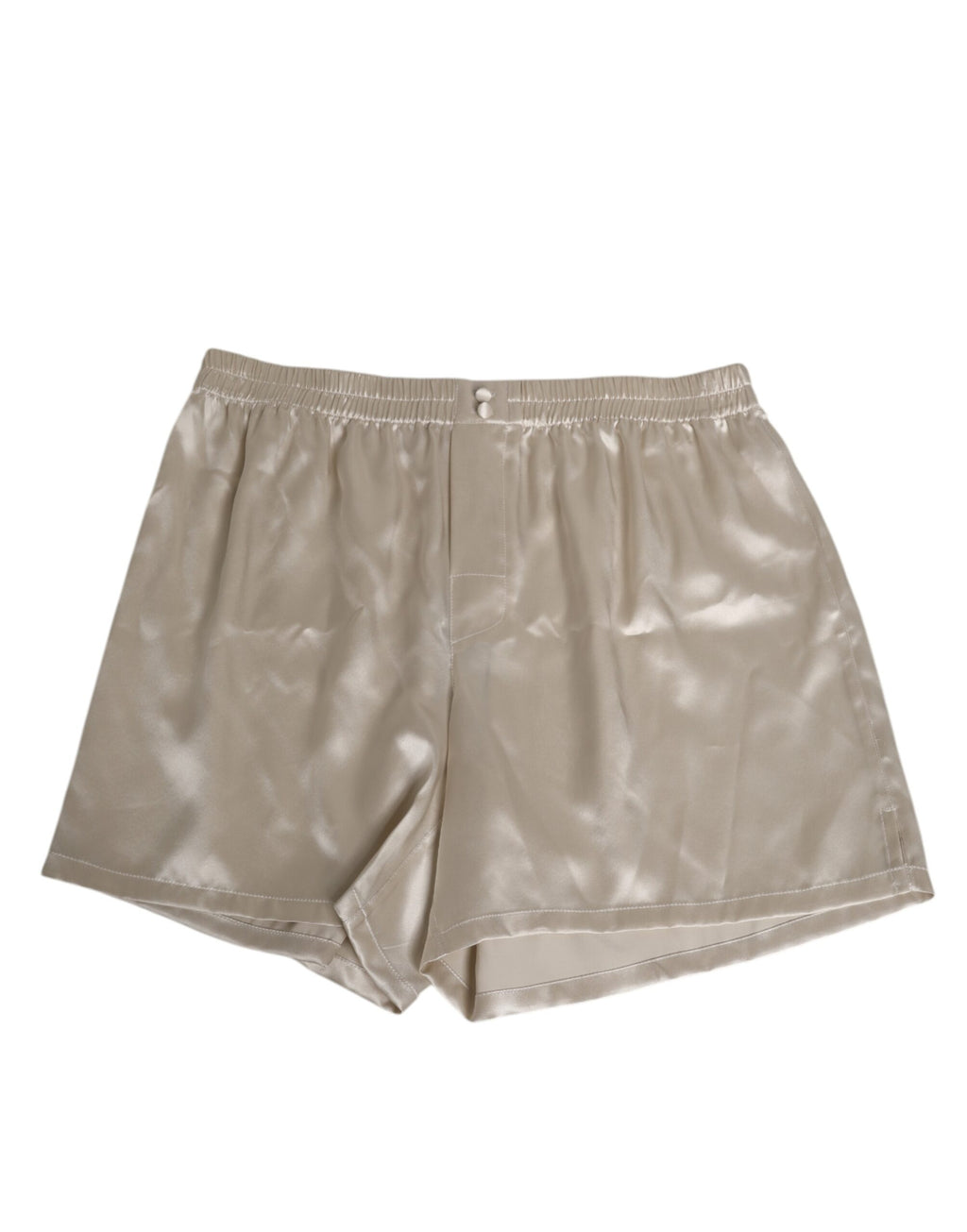 Dolce & Gabbana Beige Silk Satin Elastic Men Boxer Short Swimwear