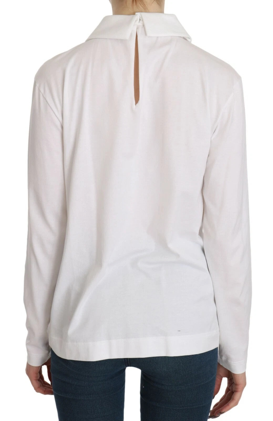 Dolce & Gabbana White Cotton Longsleeve Collared Blouse | Regal Royce