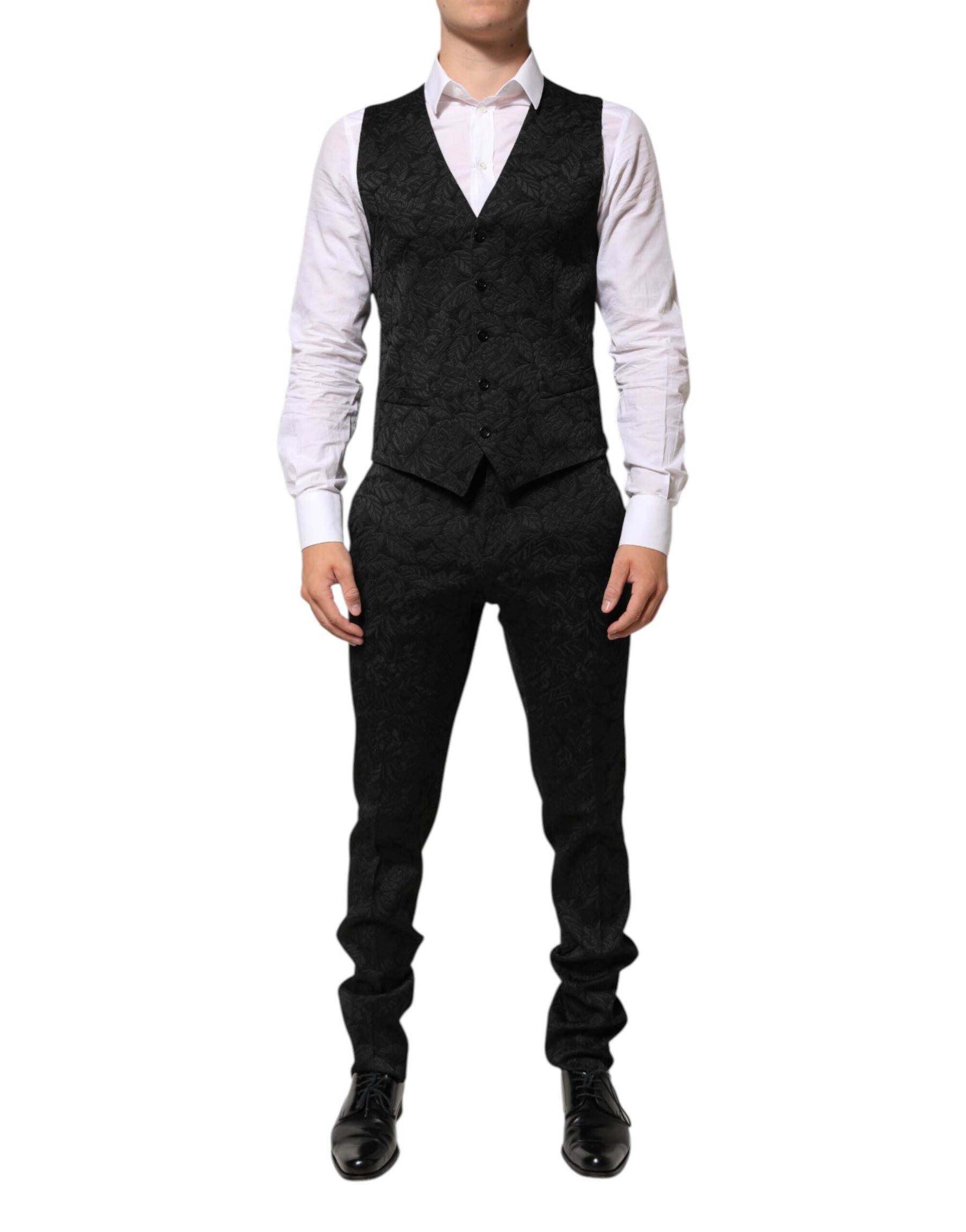 Dolce & Gabbana Black 3 Piece Brocade Jacquard Suit MARTINI | Regal Royce