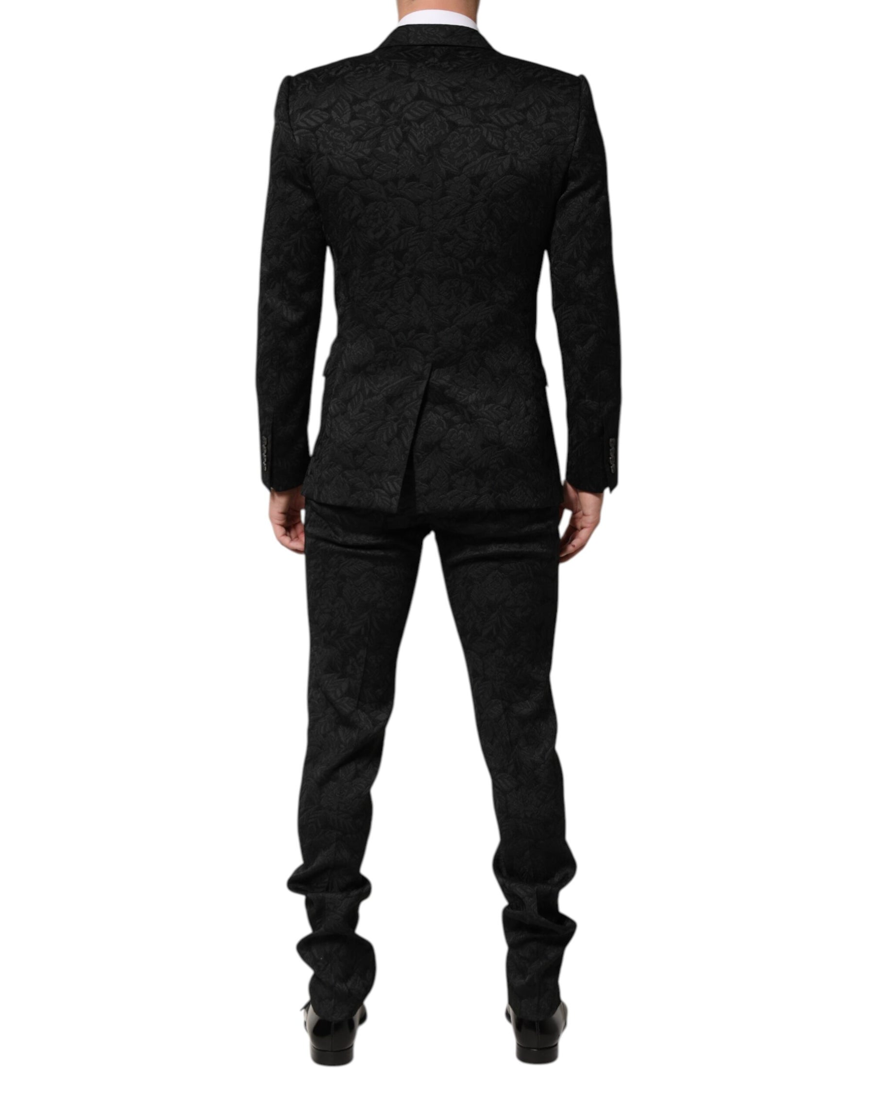 Dolce & Gabbana Black 3 Piece Brocade Jacquard Suit MARTINI | Regal Royce