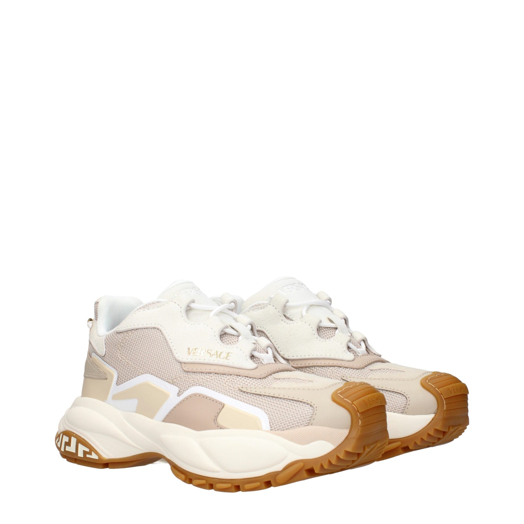 Versace Beige Fabric Chunky Sneakers | Regal Royce