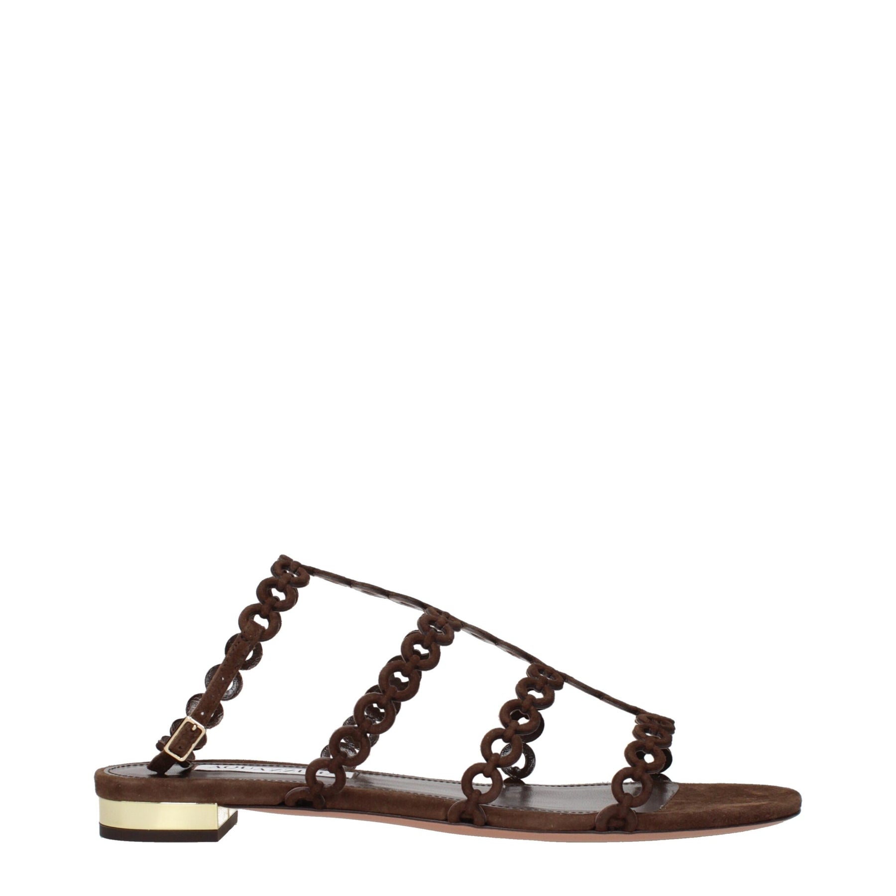 Aquazzura Brown Leather Flat Sandals | Regal Royce