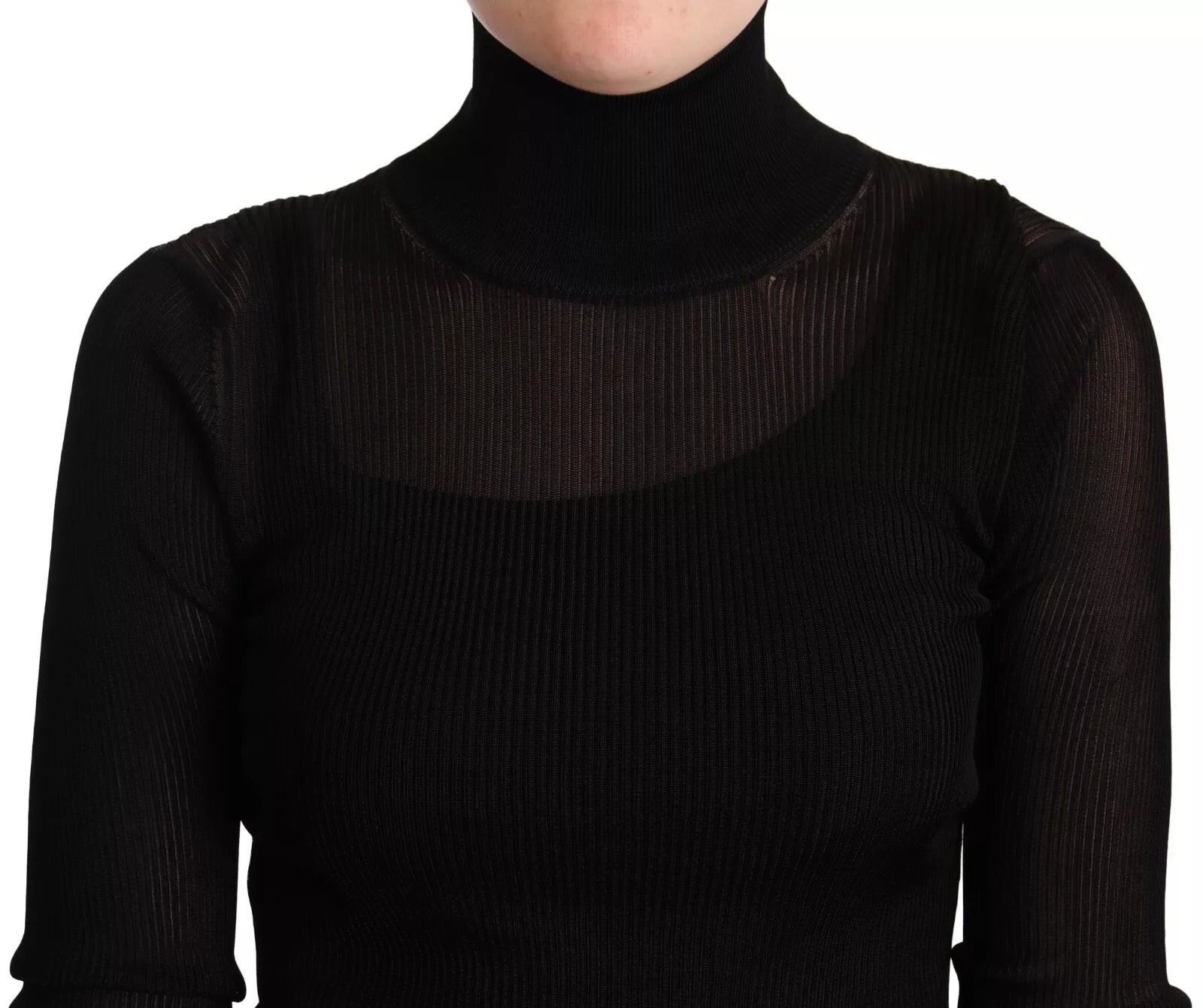 Dolce & Gabbana Black Turtleneck Form Fitting Pullover Sweater | Regal Royce