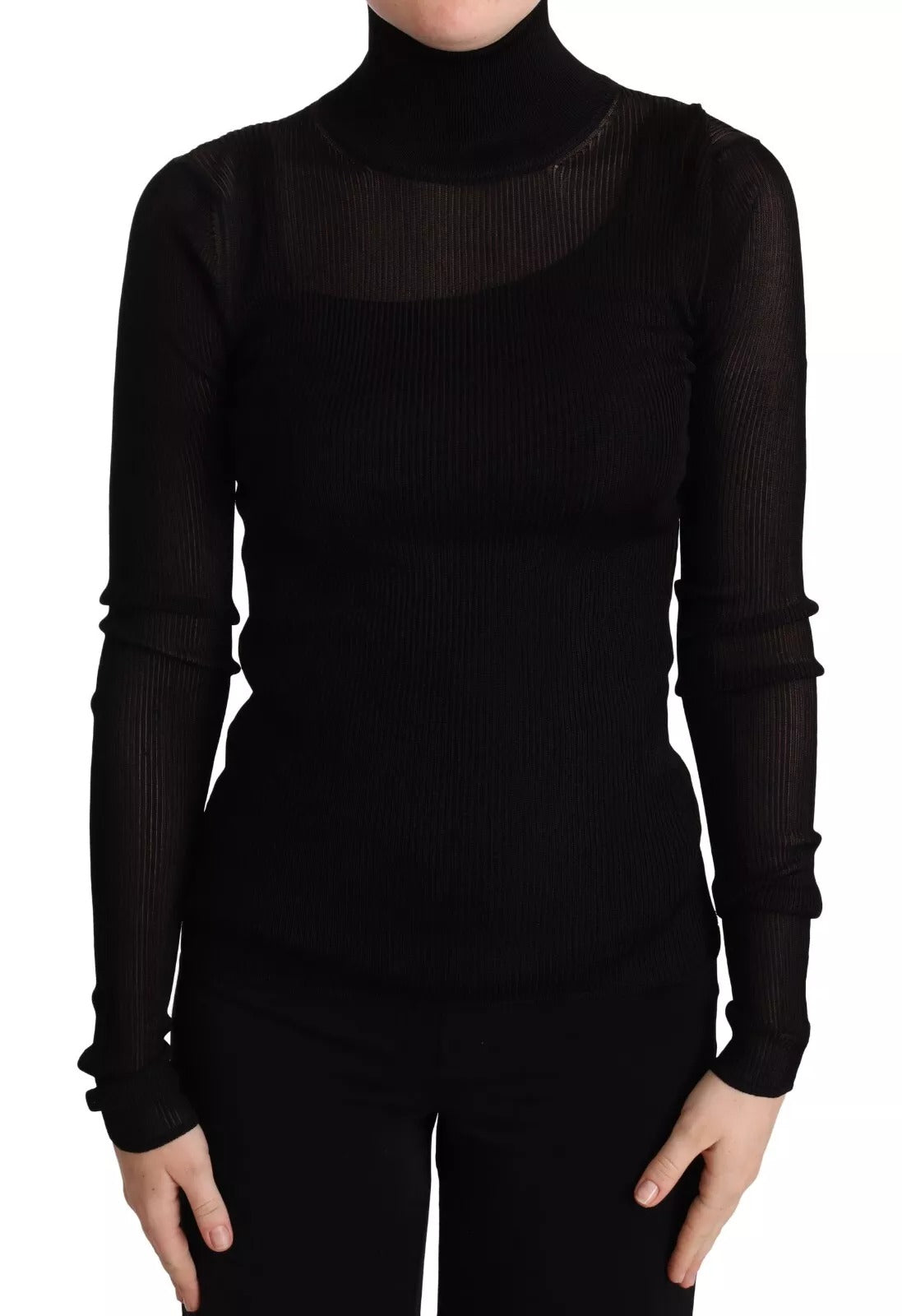 Dolce & Gabbana Black Turtleneck Form Fitting Pullover Sweater | Regal Royce