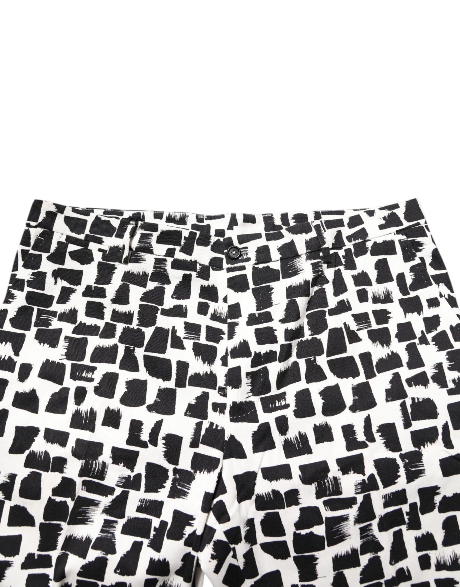 Dolce & Gabbana Black White Abstract Print Cotton Blend Pants | Regal Royce