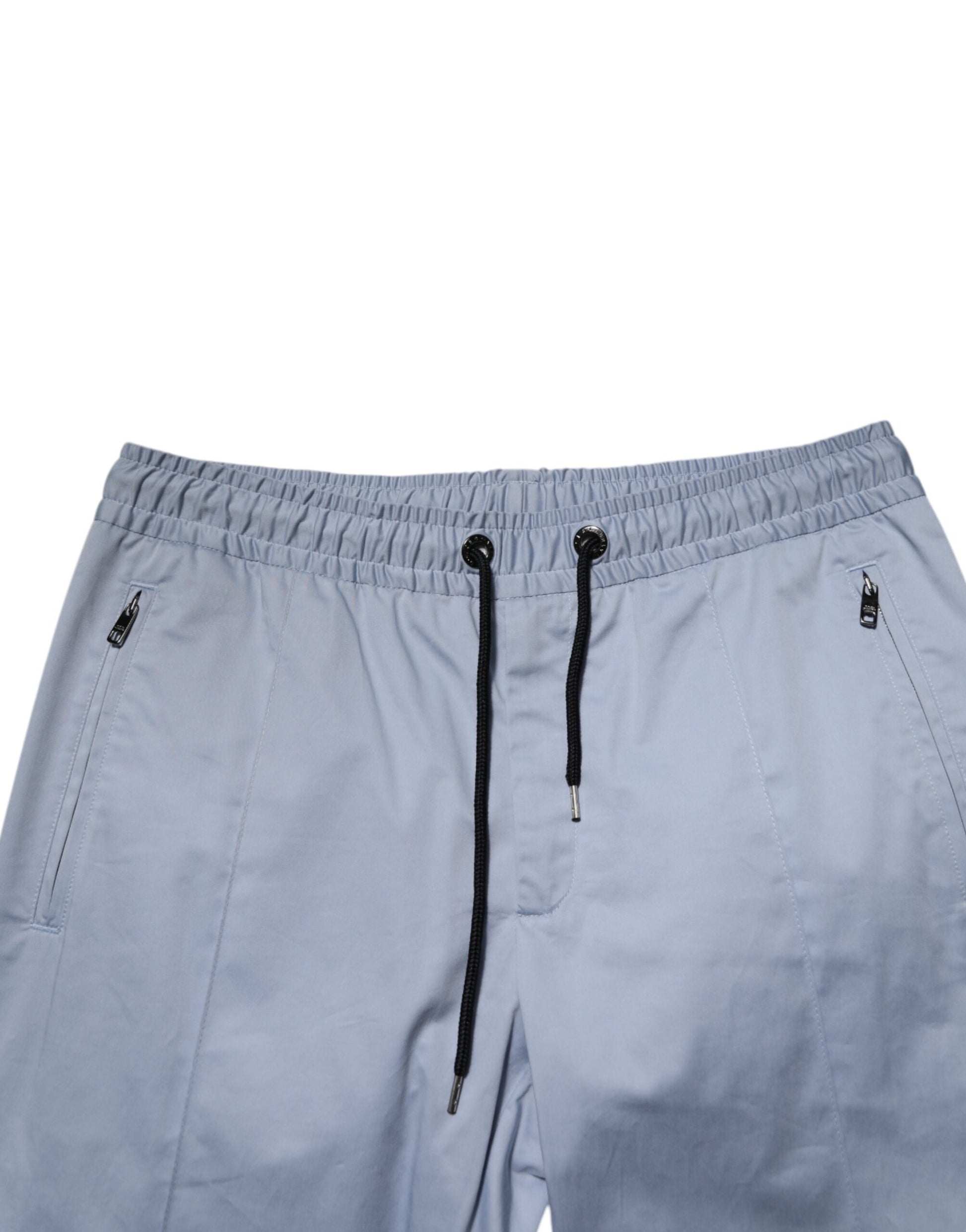 Dolce & Gabbana Light Blue Cotton Drawstring Elastic Waist Men Pants