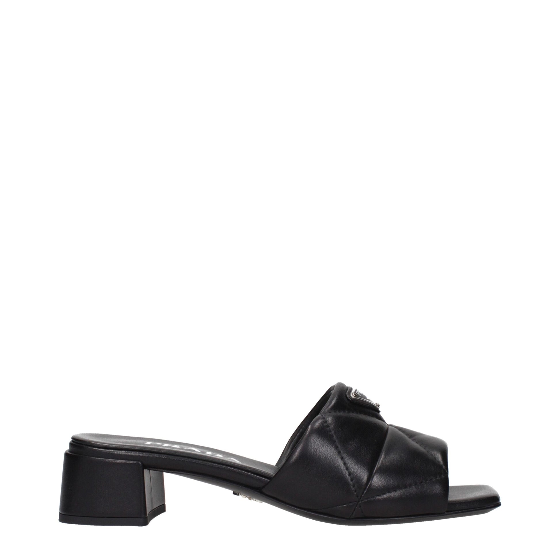 Prada Black Leather Flat Sandals