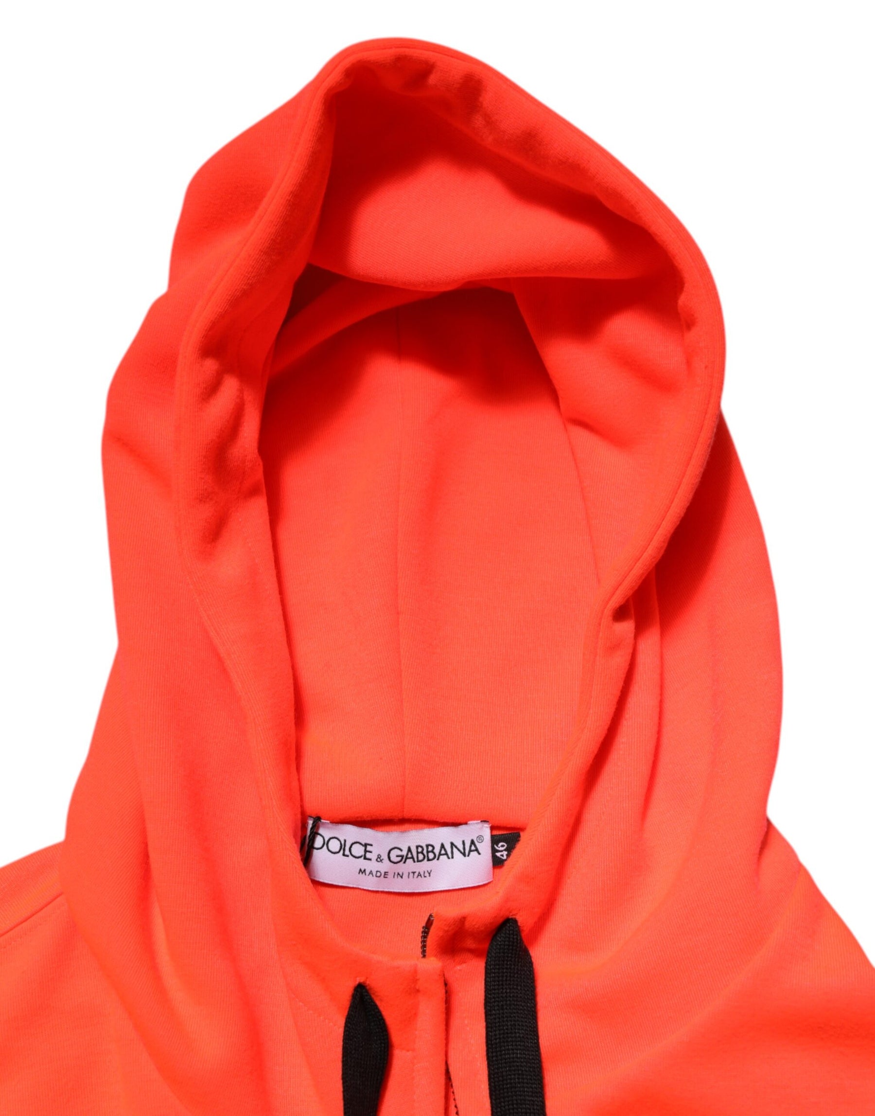 Dolce & Gabbana Red Fluorescent Polyester Logo Patch Hoodie Sweater | Regal Royce