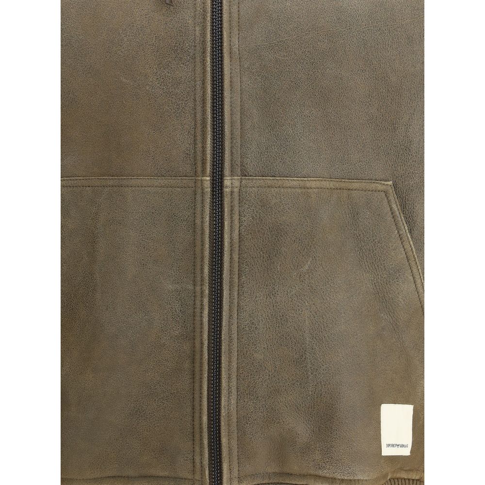 Emporio Armani Brown Lamb Ovis Aries Aries Bomber | Regal Royce