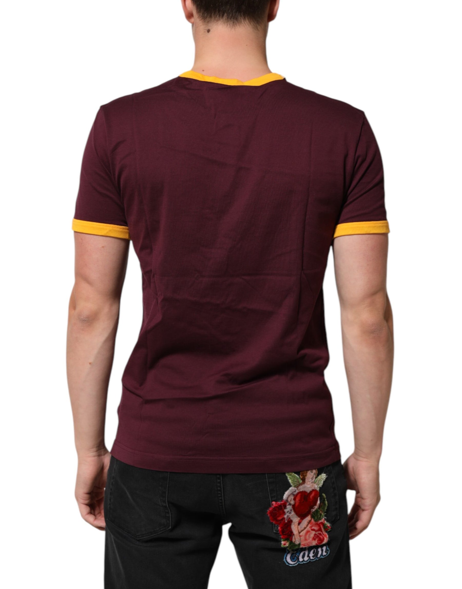 Dolce & Gabbana Burgundy Cotton DG Super King Logo T-Shirt | Regal Royce