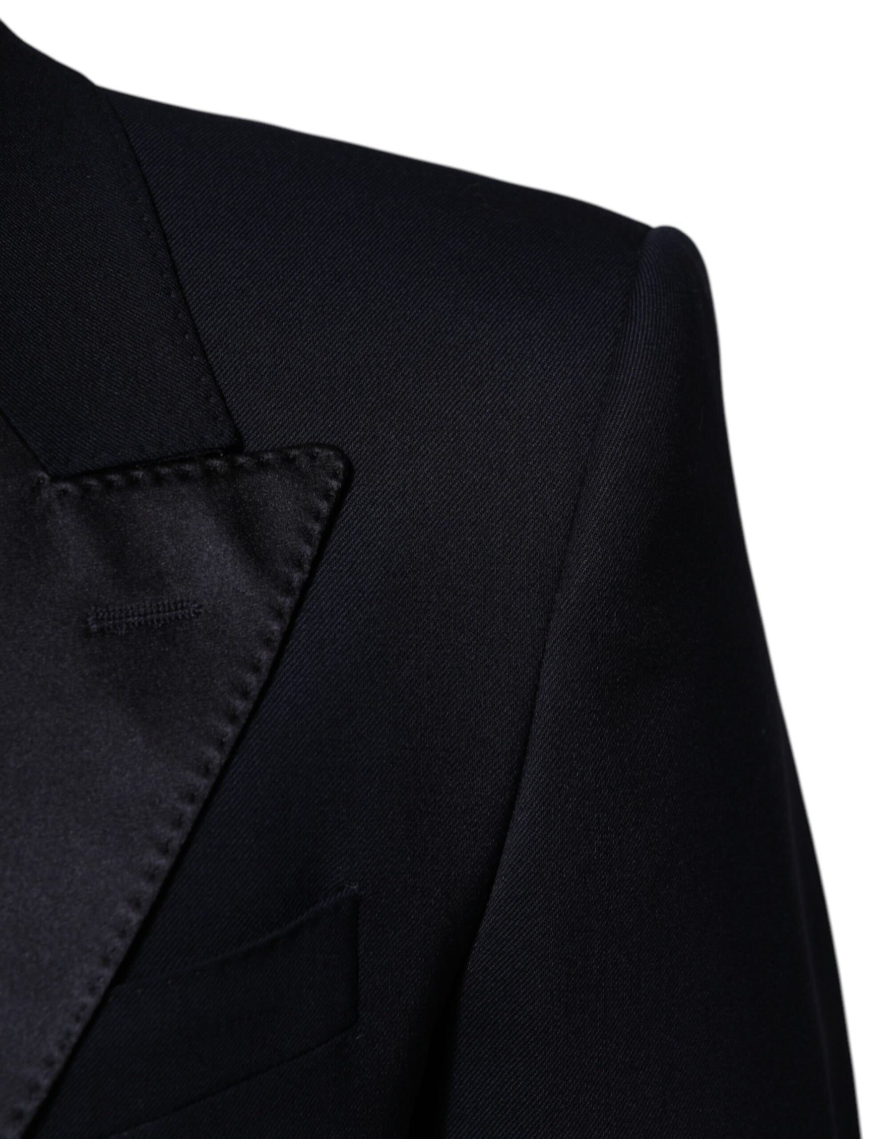 Dolce & Gabbana Black Wool 3 Piece Slim Fit Formal Men Suit | Regal Royce