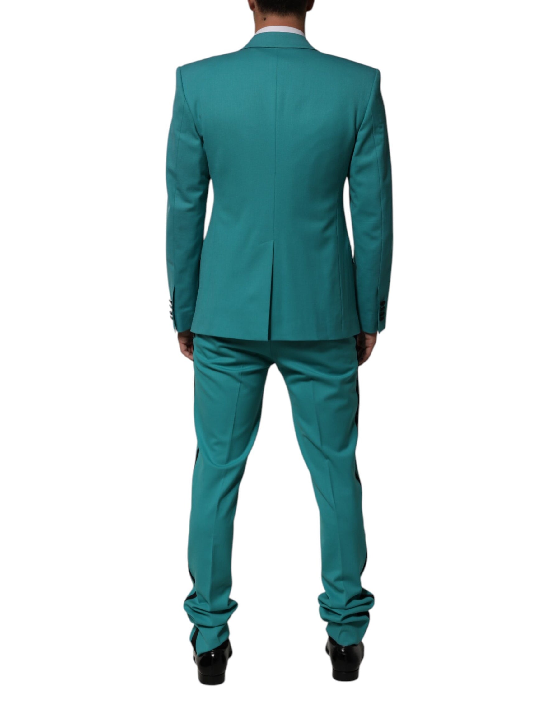 Dolce & Gabbana Cyan 3 Piece Wool Silk Blend Suit SICILIA | Regal Royce