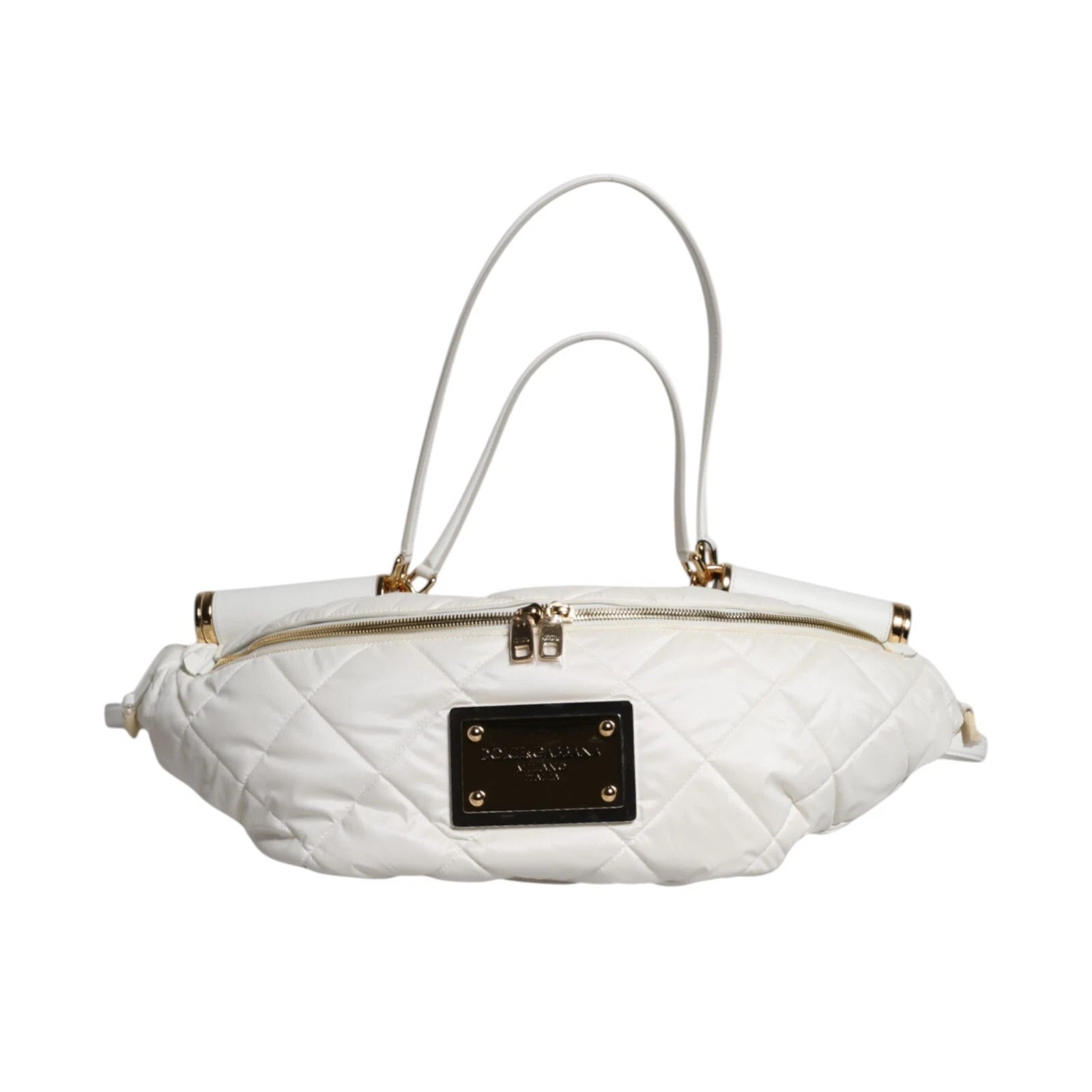 Dolce & Gabbana White Quilted Logo 90's Sicily Belt Waist Fanny Pack Bag | Regal Royce