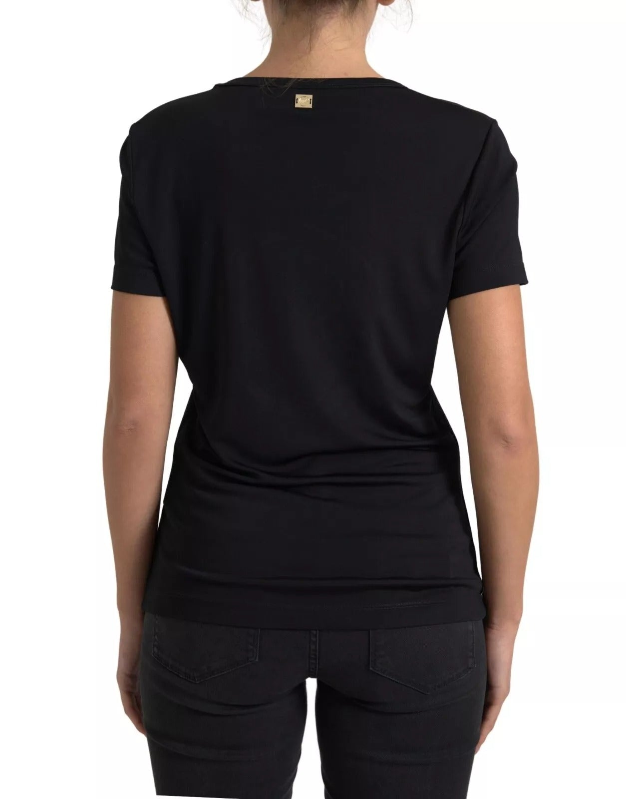 Roberto Cavalli Black Viscose Round Neck CLASS T-shirt | Regal Royce
