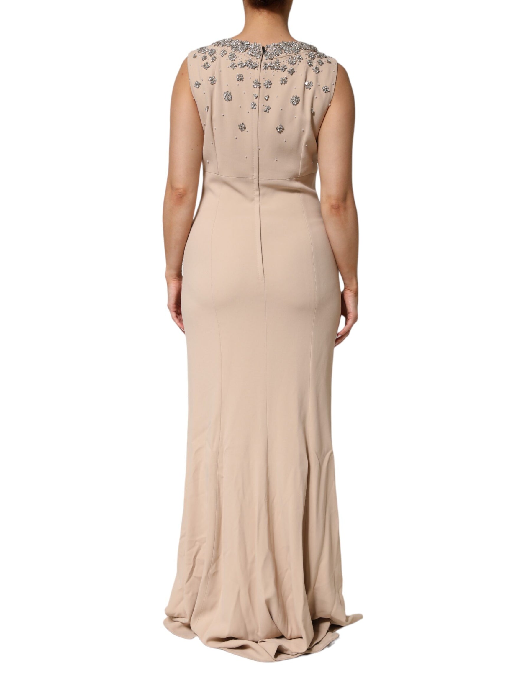 Dolce & Gabbana Nude Ecru Beaded Crystal Embellished Dress | Regal Royce