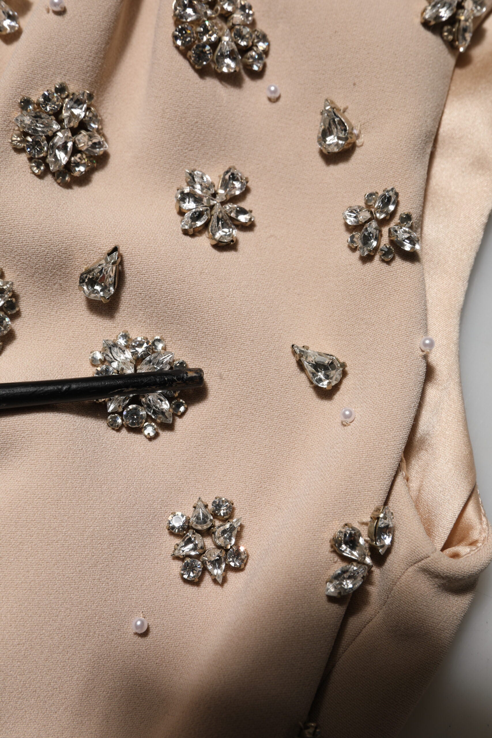Dolce & Gabbana Nude Ecru Beaded Crystal Embellished Dress | Regal Royce
