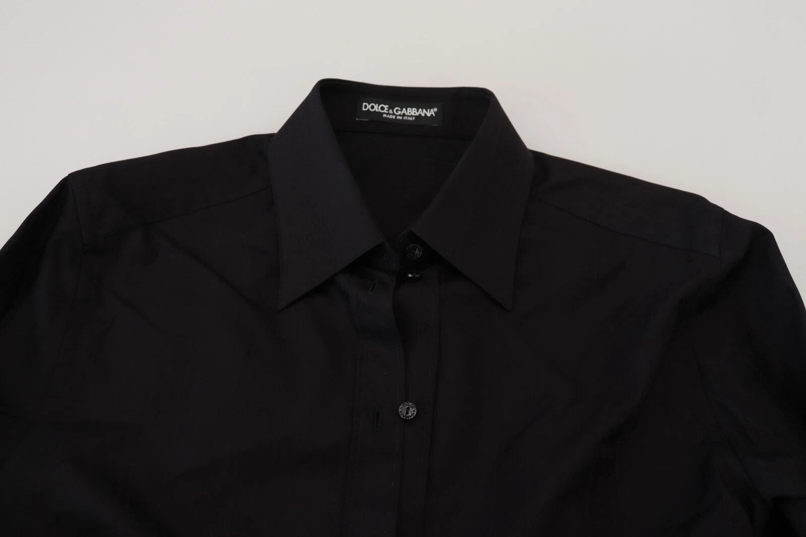 Dolce & Gabbana Black Cotton Collared Long Sleeves Shirt | Regal Royce