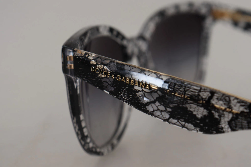 Dolce & Gabbana DG4190 Black Lace Acetate Crystal Round Sunglasses