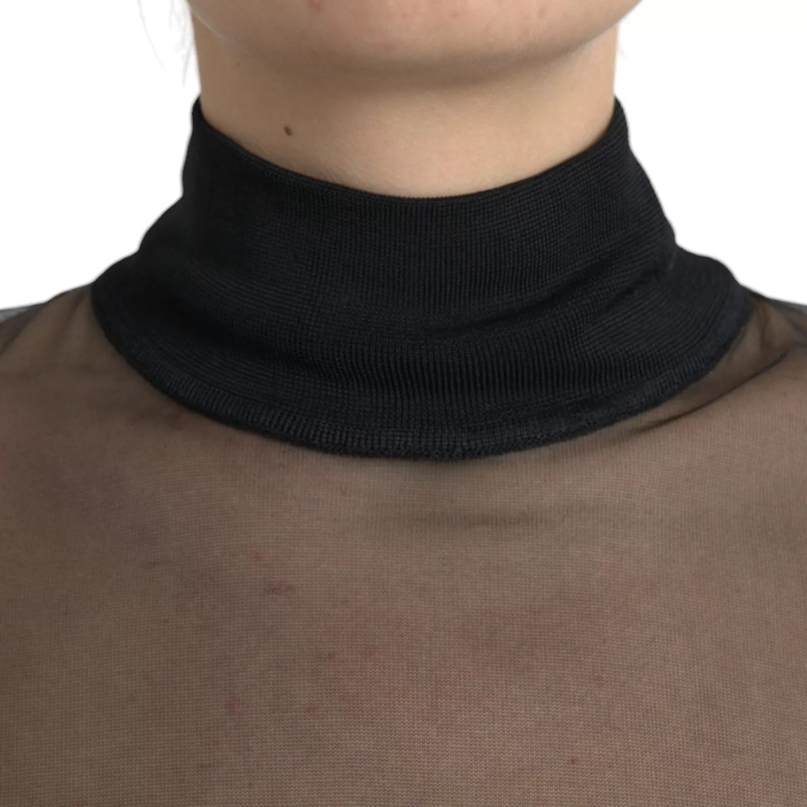 Dolce & Gabbana Black Mesh Turtleneck Sheer Blouse Top | Regal Royce