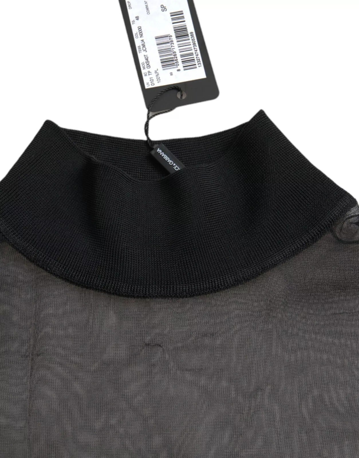 Dolce & Gabbana Black Mesh Turtleneck Sheer Blouse Top | Regal Royce