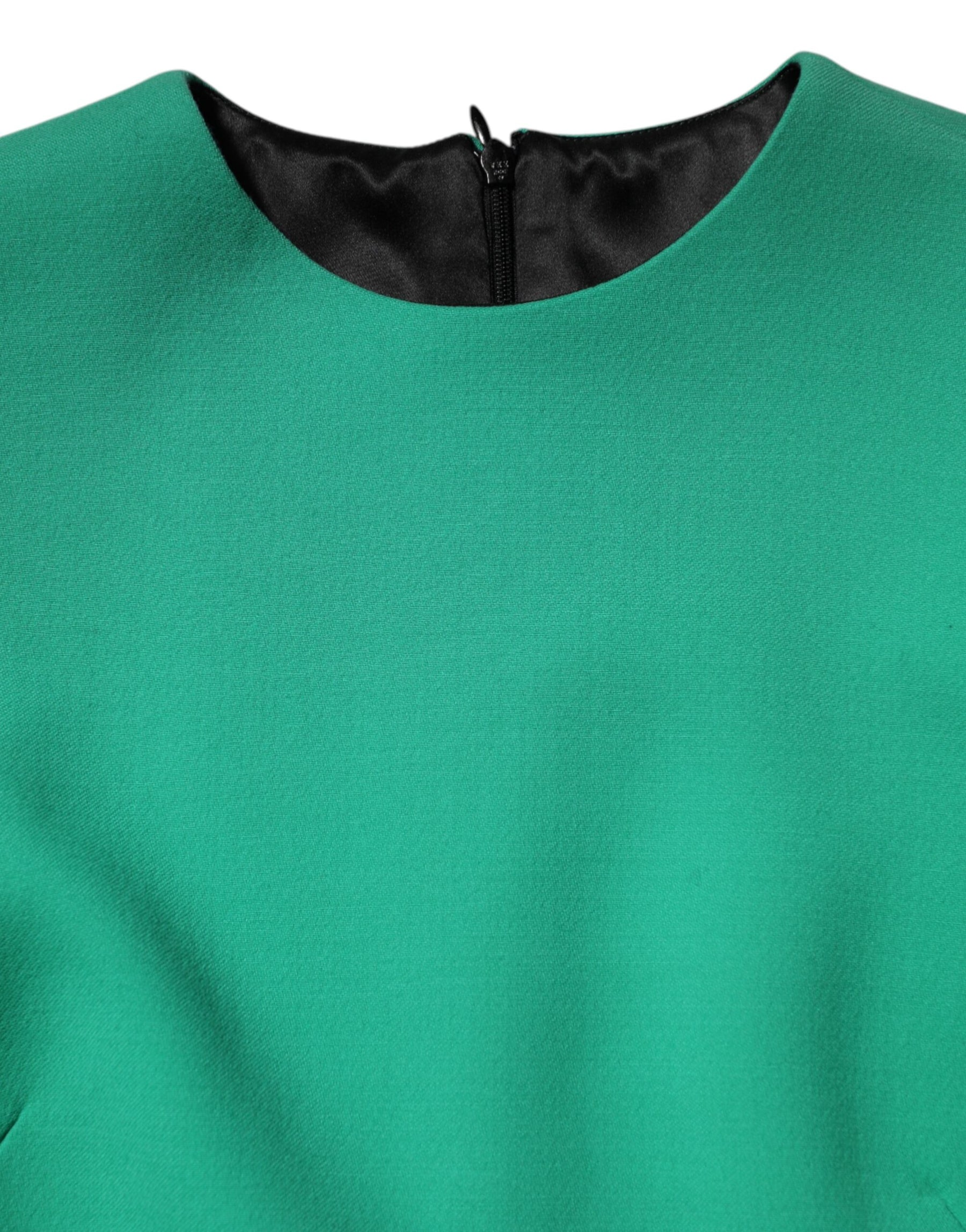 Dolce & Gabbana Green Viscose Acetate Mini Long Sleeve Dress | Regal Royce