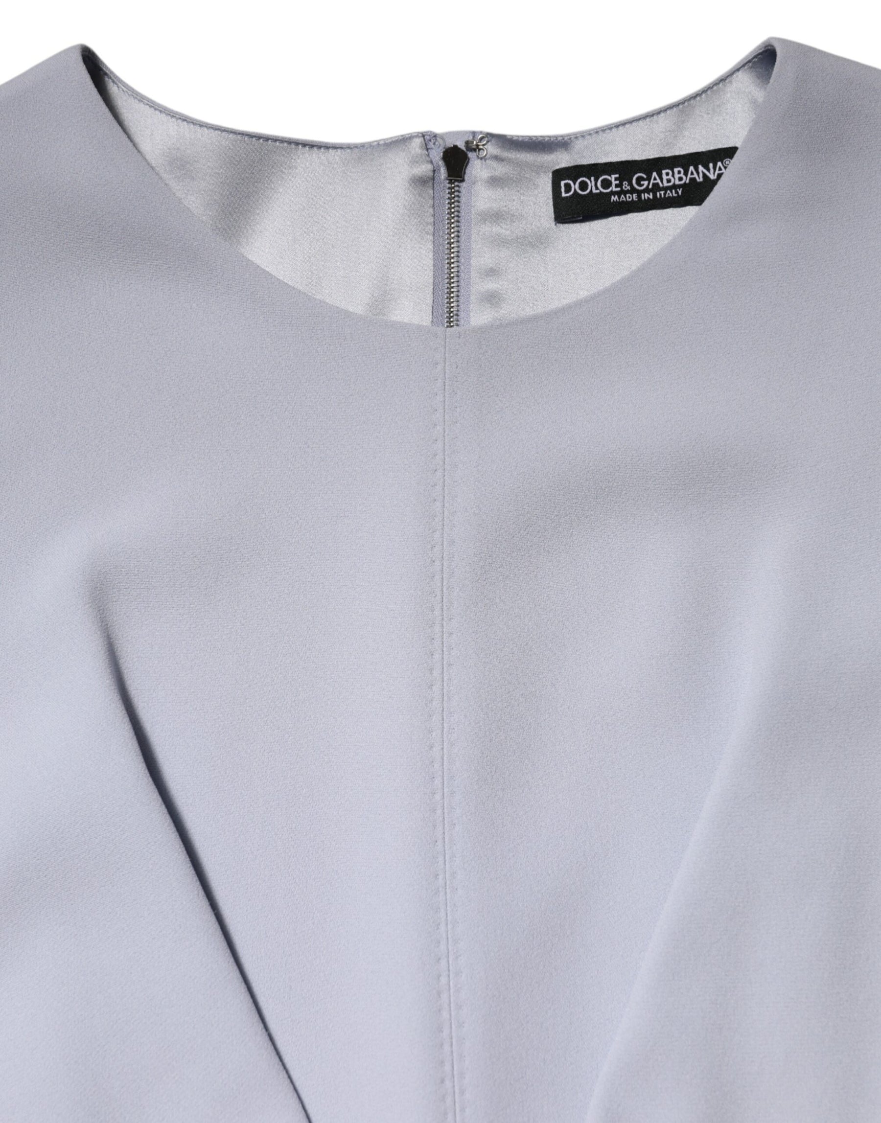 Dolce & Gabbana Light Blue Viscose Blend Floral Applique Dress | Regal Royce