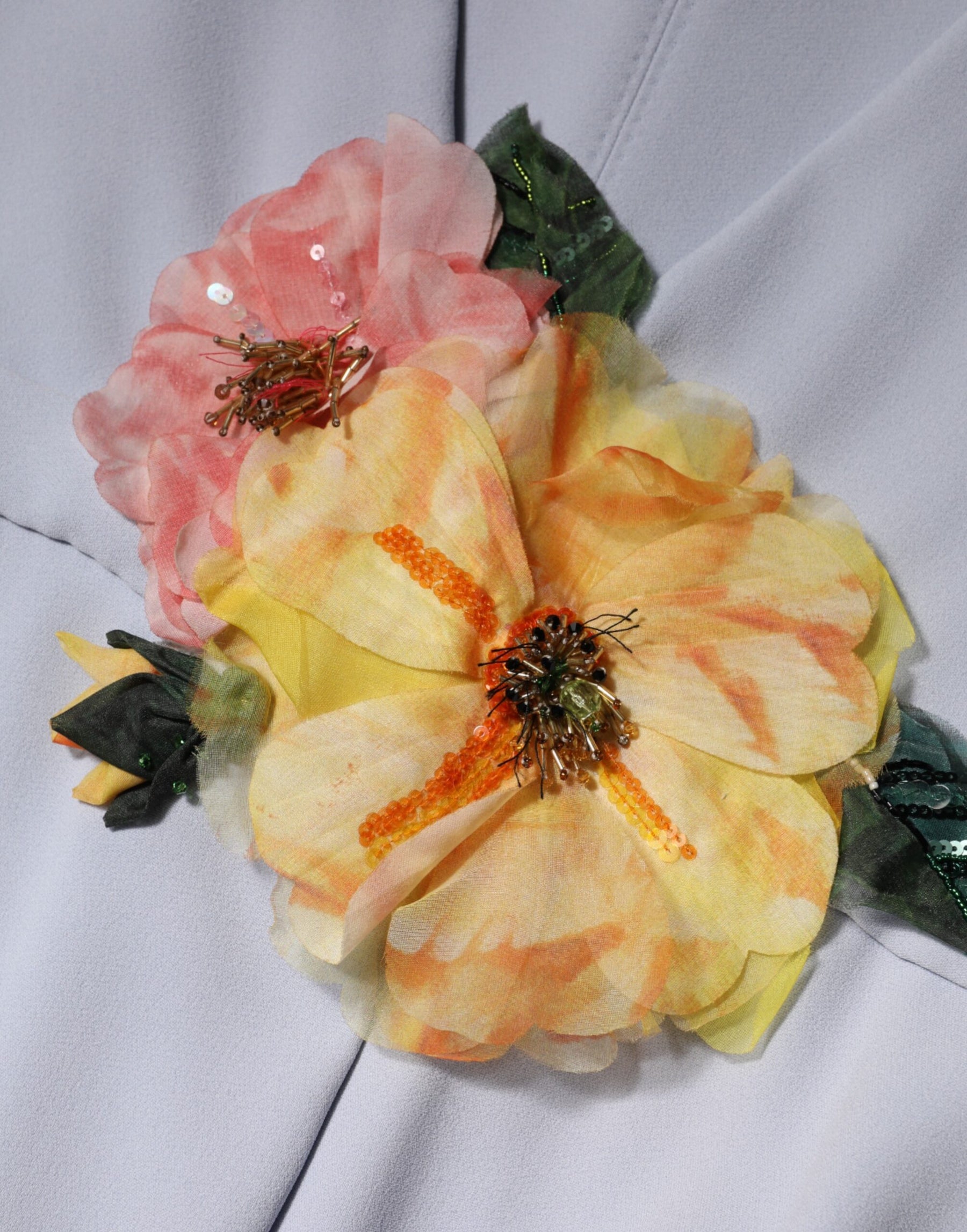 Dolce & Gabbana Light Blue Viscose Blend Floral Applique Dress | Regal Royce