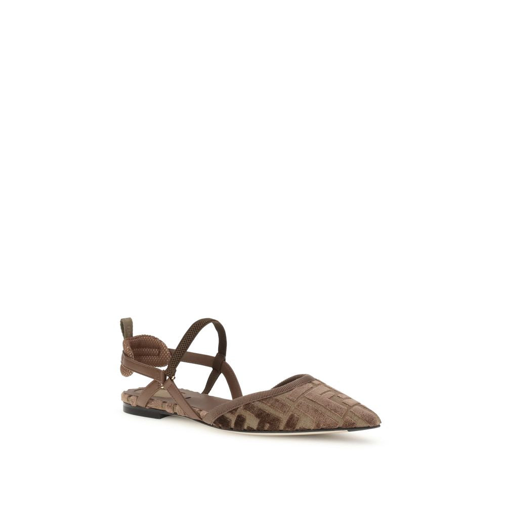 Fendi Brown Polyamide Ballet Flats | Regal Royce