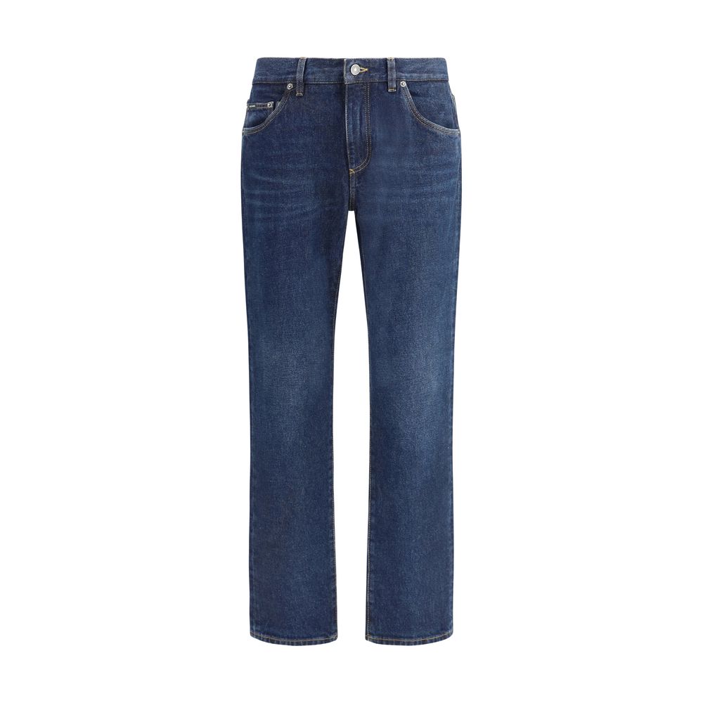 Dolce & Gabbana Blue Cotton Straight-Leg Jeans | Regal Royce