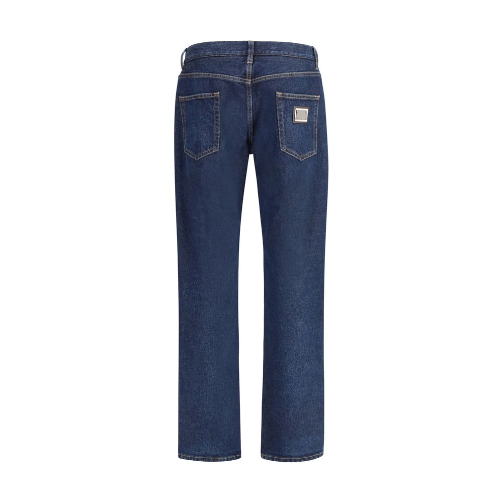 Dolce & Gabbana Blue Cotton Straight-Leg Jeans | Regal Royce