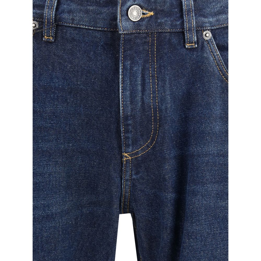 Dolce & Gabbana Blue Cotton Straight-Leg Jeans | Regal Royce
