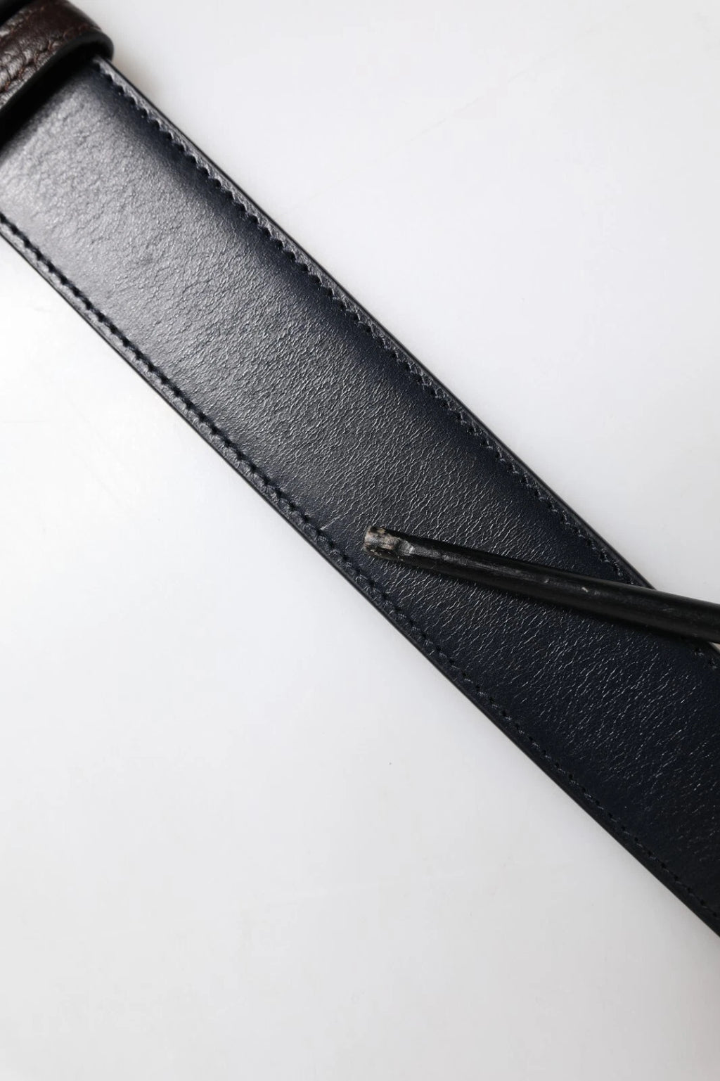 Dolce & Gabbana Blue Brown Leather Buckle Reversible Belt