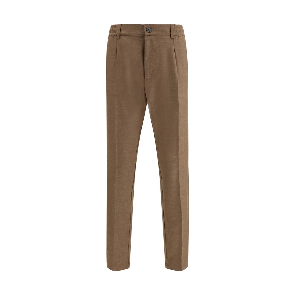Cruna Brown Fleece Wool Casual Pants | Regal Royce