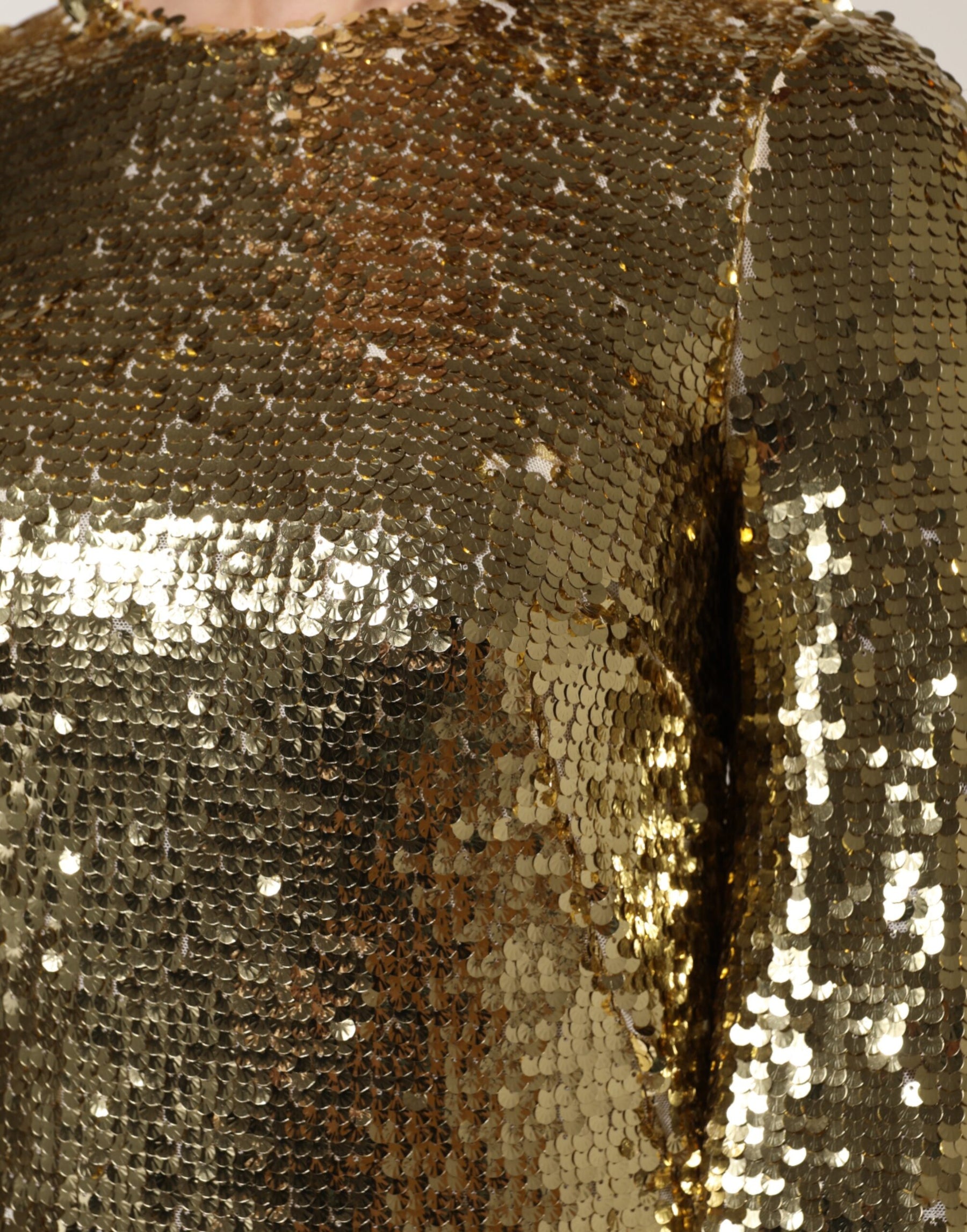 Dolce & Gabbana Gold Sequin Long Sleeve Mini Dress | Regal Royce