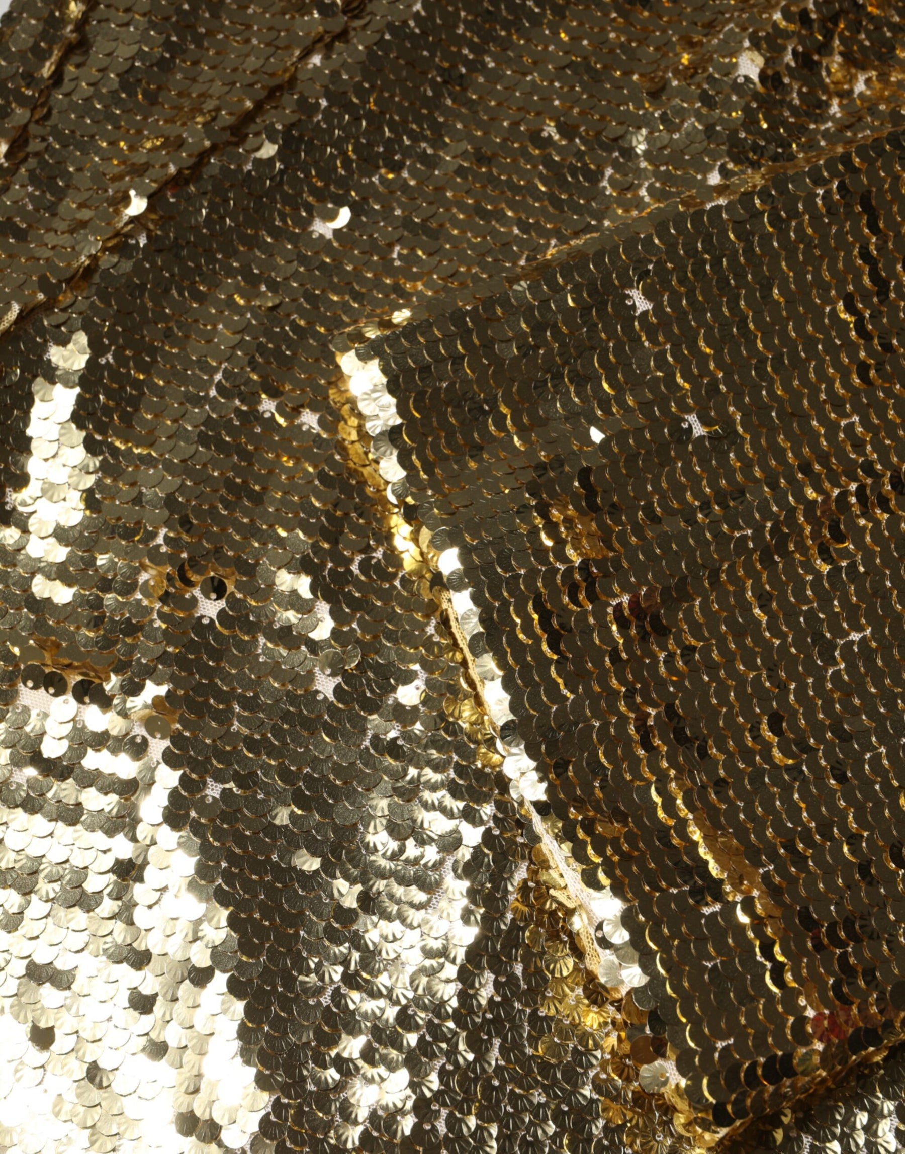 Dolce & Gabbana Gold Sequin Long Sleeve Mini Dress | Regal Royce