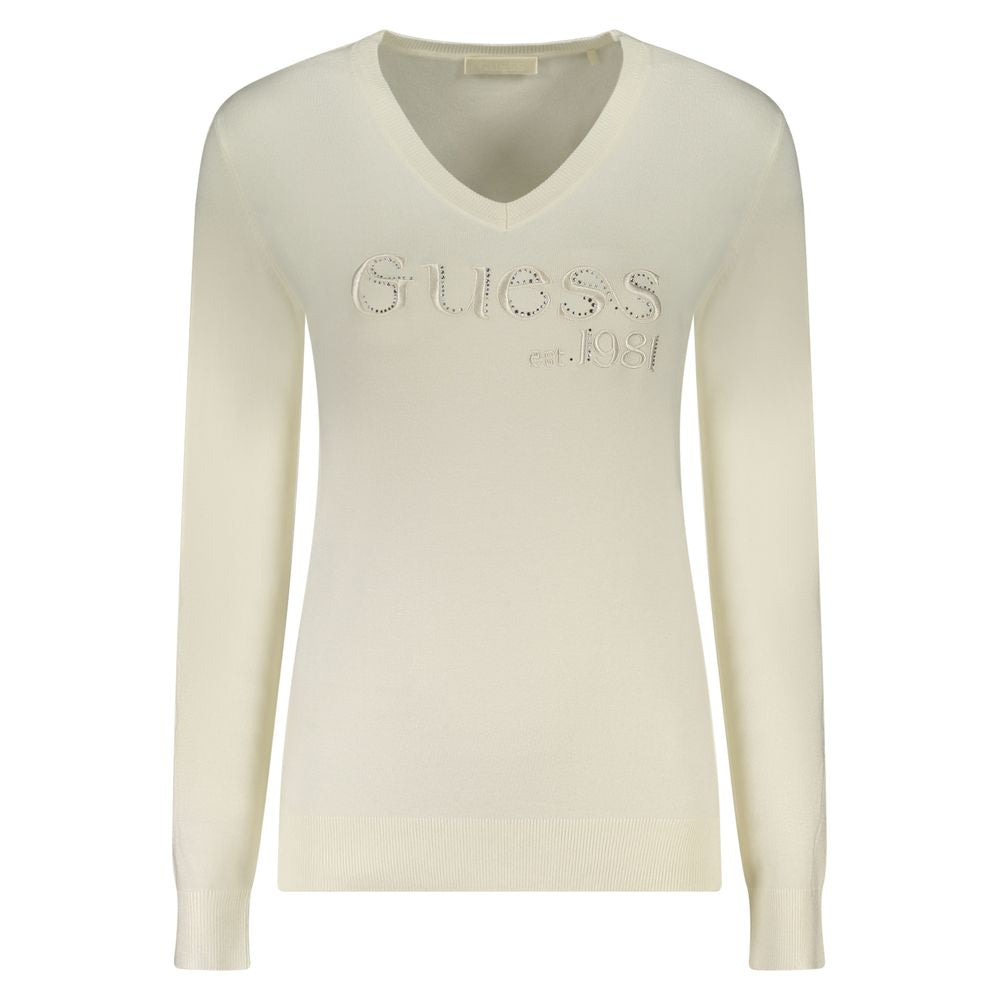 Guess Jeans Bianco Viscosa Women's Long-Sleeved T-Shirt | Regal Royce