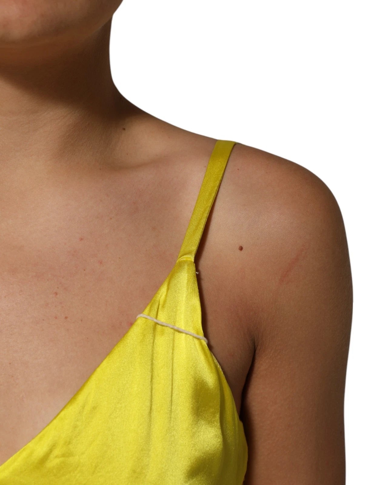 Tonello Yellow Silk Satin Slip Maxi Spaghetti Strap Maxi Dress | Regal Royce