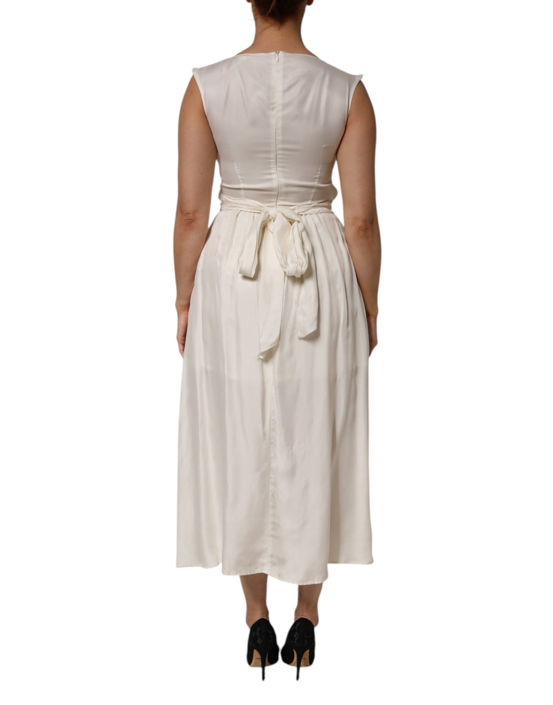 L'Autre Chose Ivory White Sleeveless Maxi Cupro Viscose Dress | Regal Royce