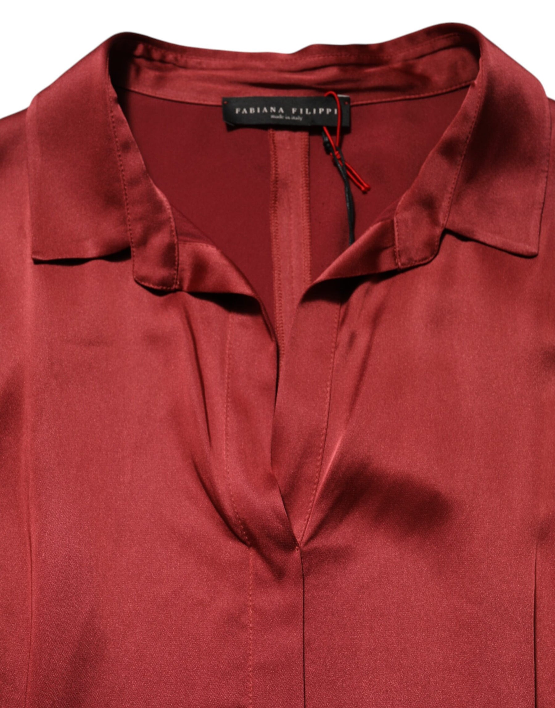 Fabiana Filippi Burgundy Acetate Viscose Satin Long Dress | Regal Royce