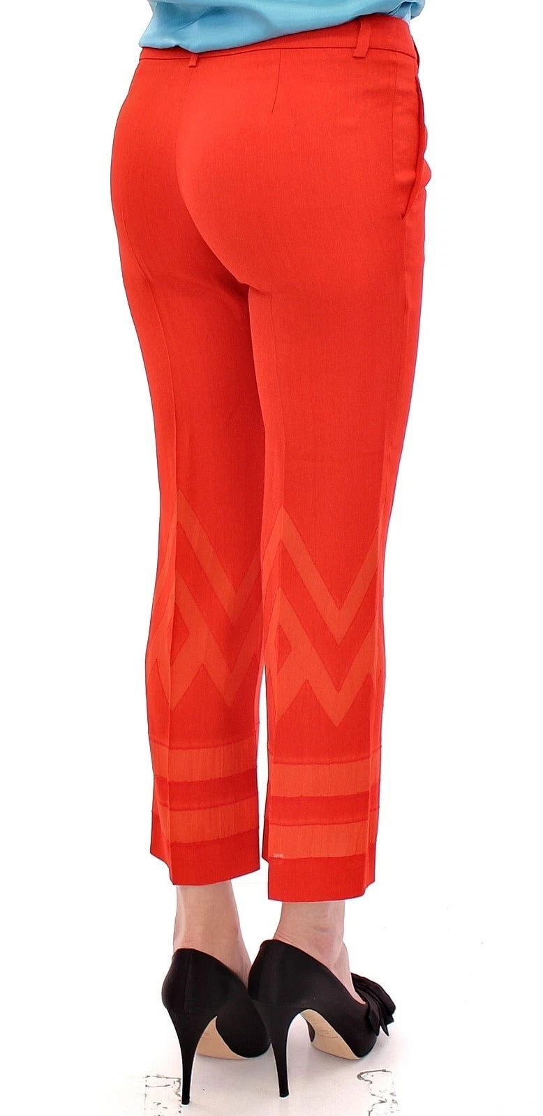 Versace Collection Red Pants Cropped 3/4 Short Nude Capri Pants | Regal Royce