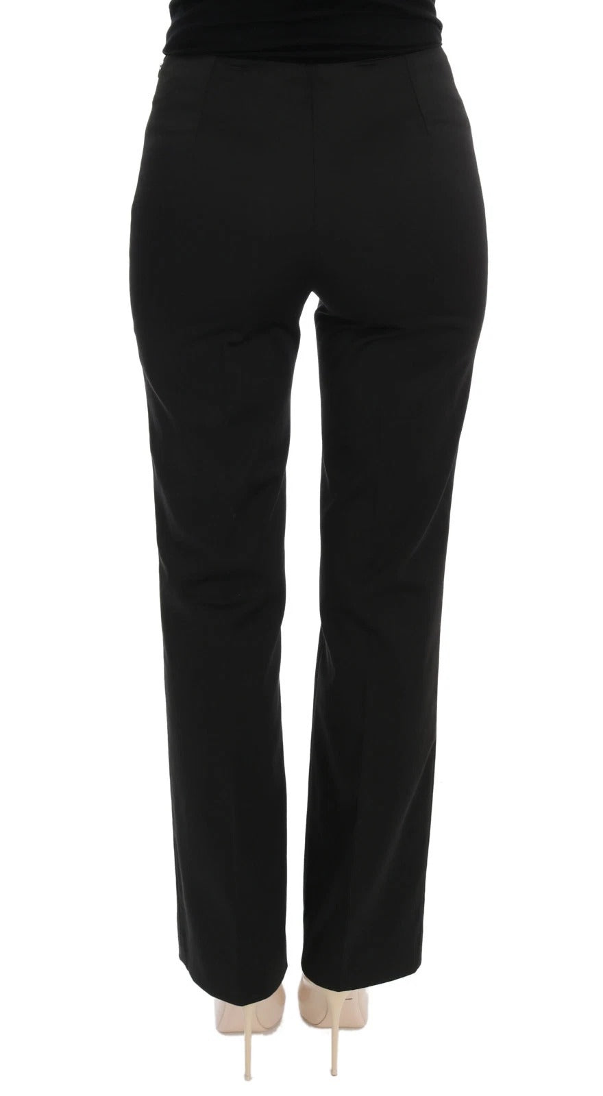 BENCIVENGA Black Stretch Straight Fit Dress Trousers Pants | Regal Royce