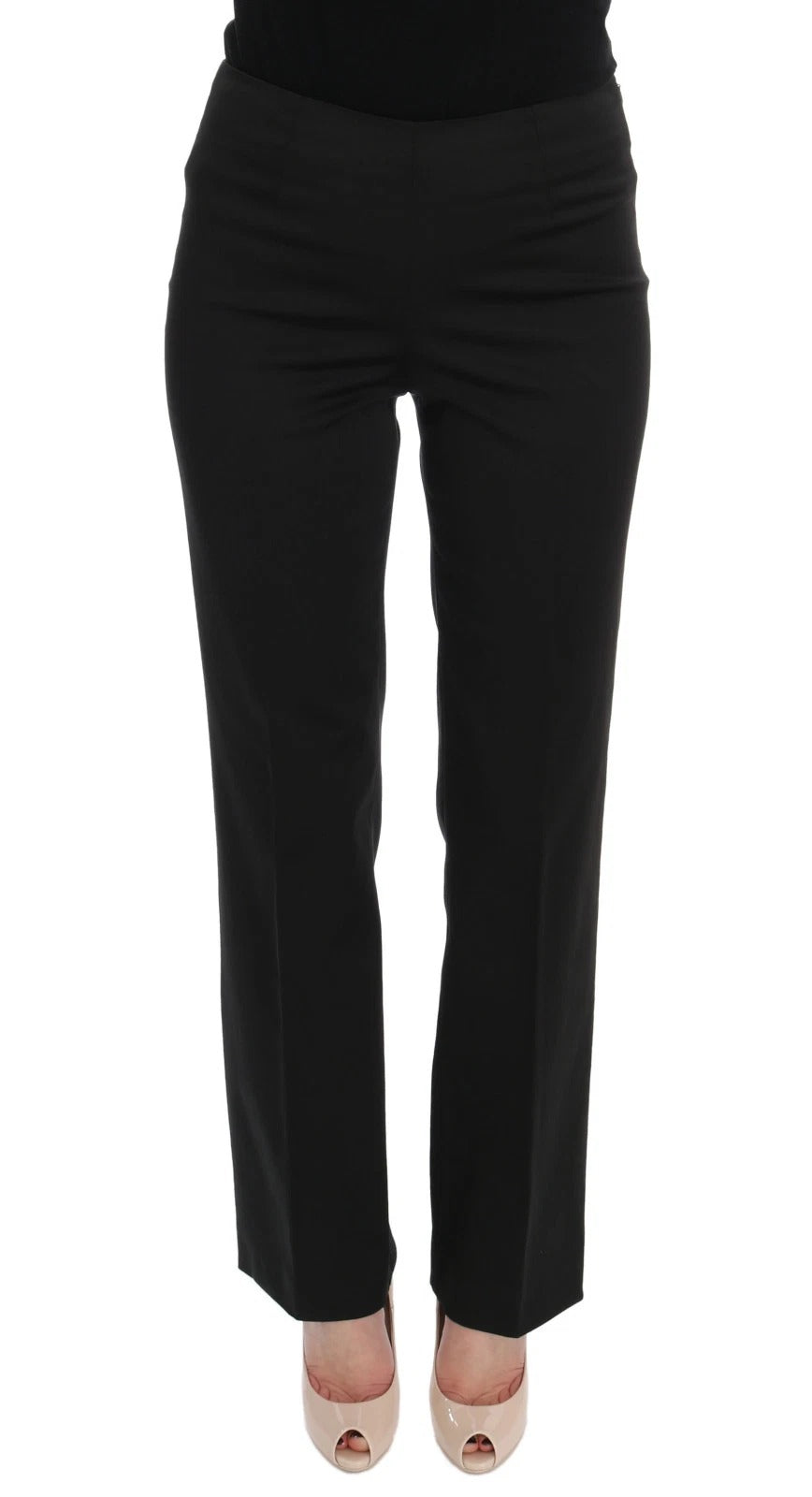 BENCIVENGA Black Stretch Straight Fit Dress Trousers Pants | Regal Royce