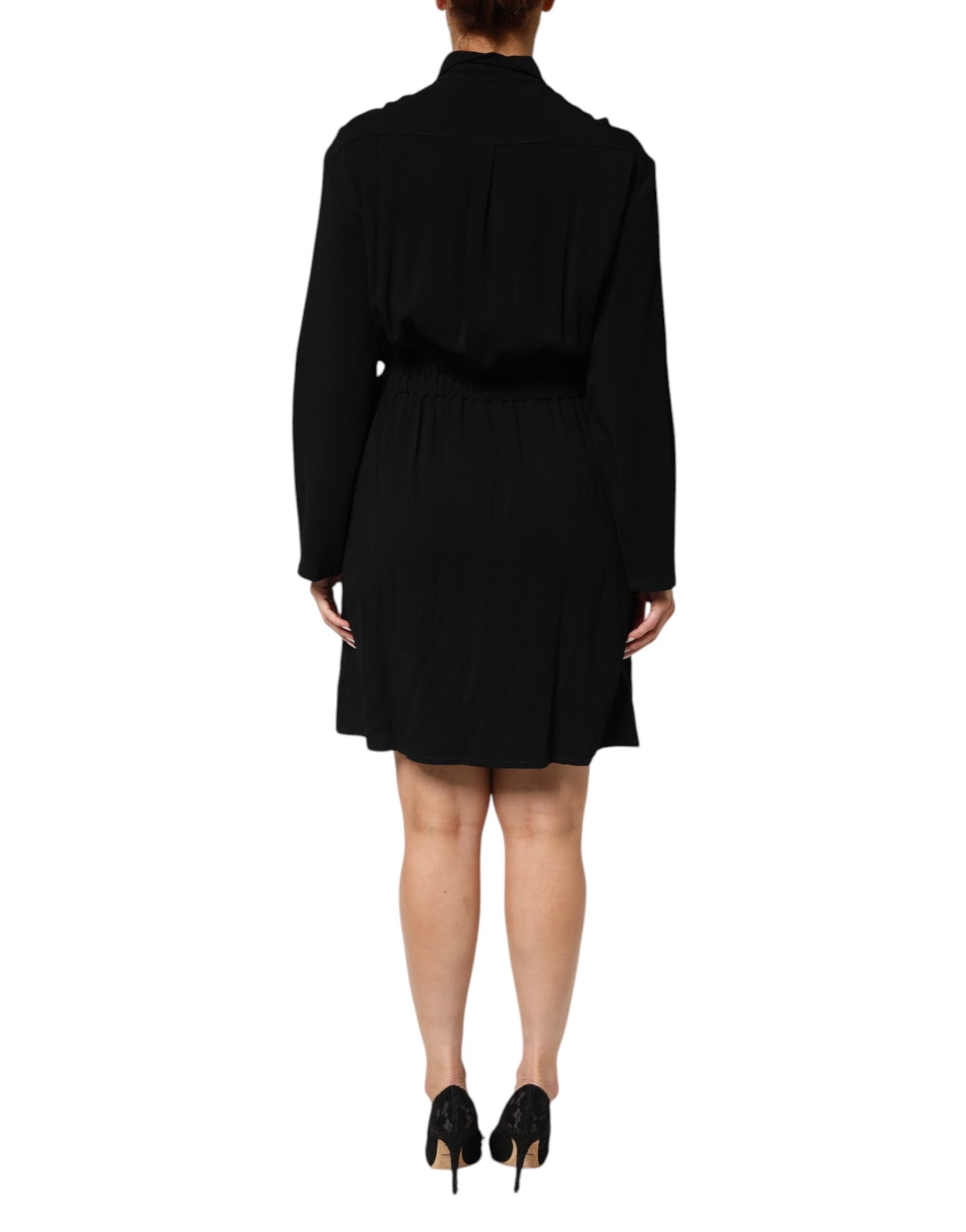 Emporio Armani Black Viscose Blend Shirt Style Belted  Dress | Regal Royce