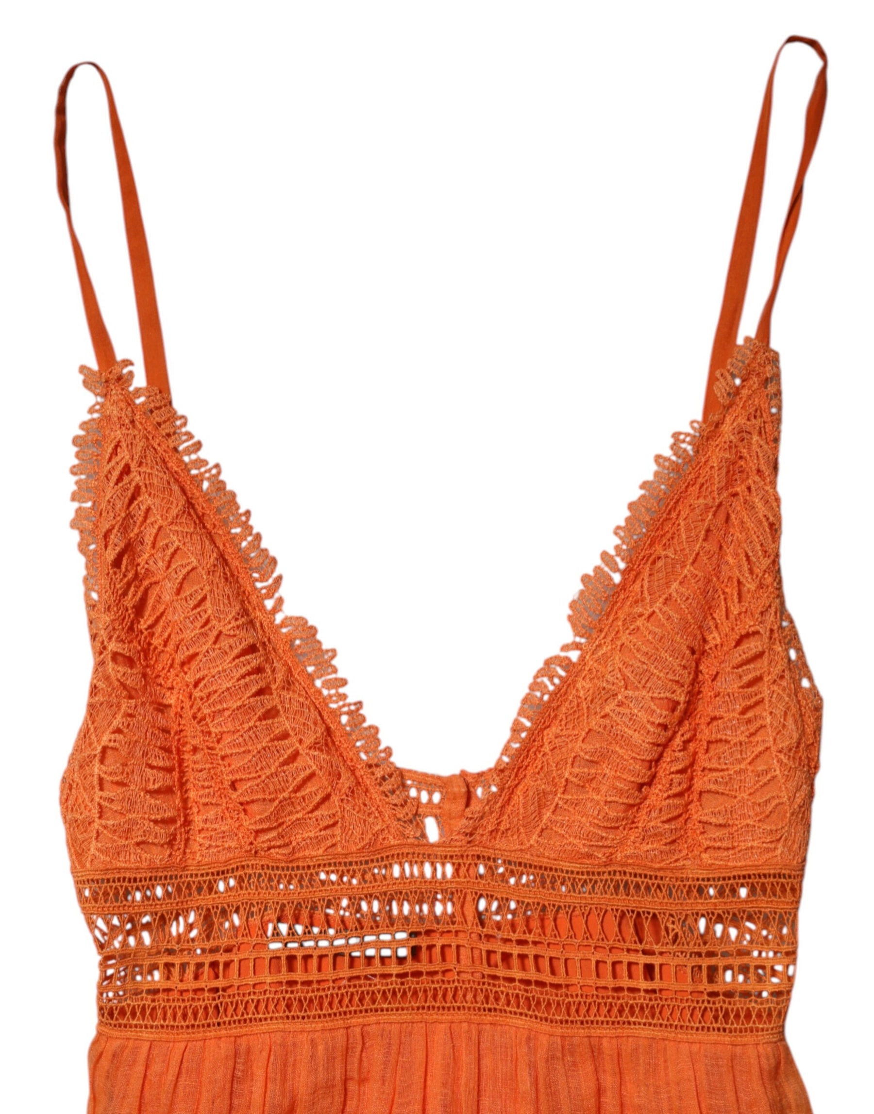 Alberta Ferretti Orange Lace Bustier Layered Maxi Dress | Regal Royce