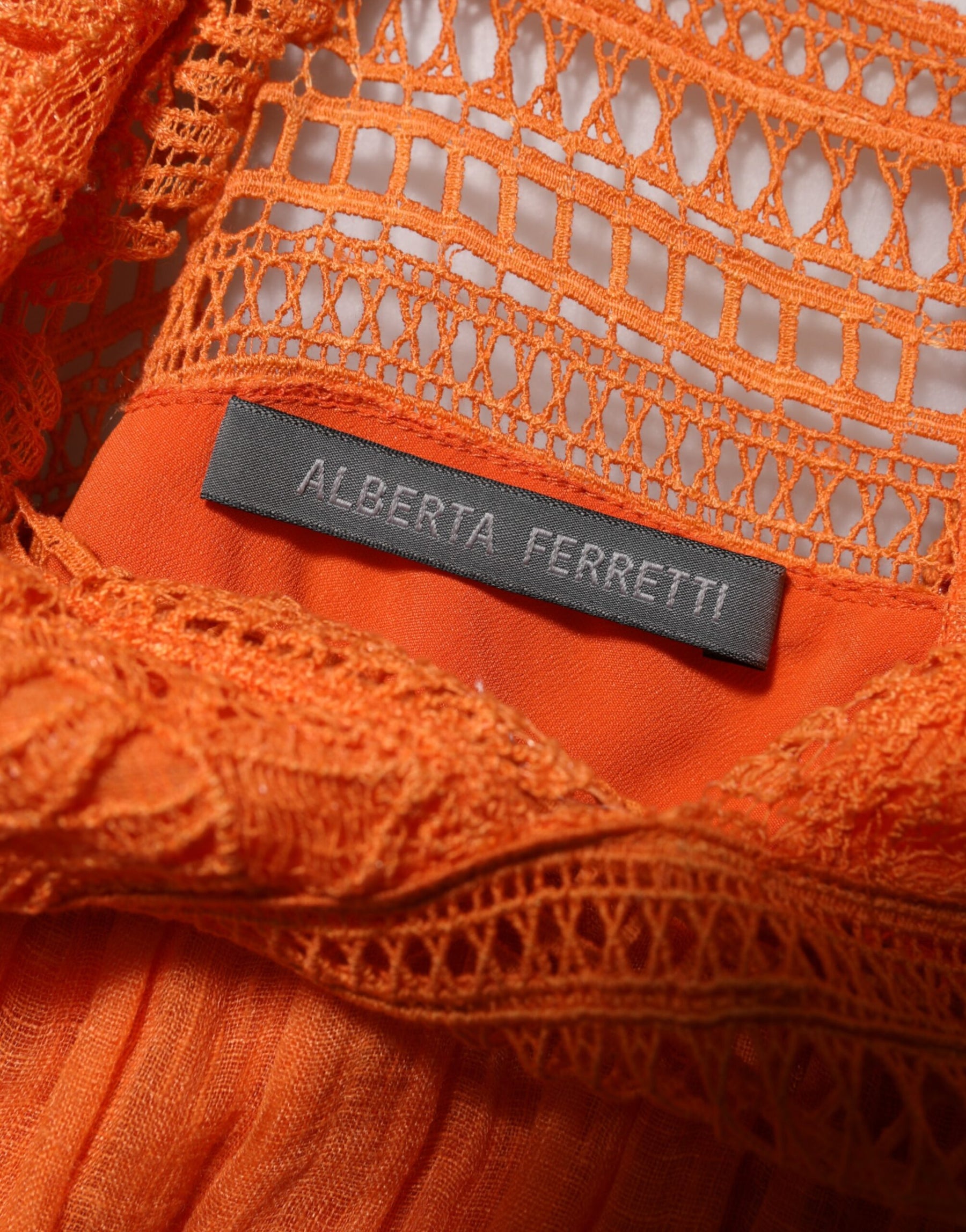 Alberta Ferretti Orange Lace Bustier Layered Maxi Dress | Regal Royce