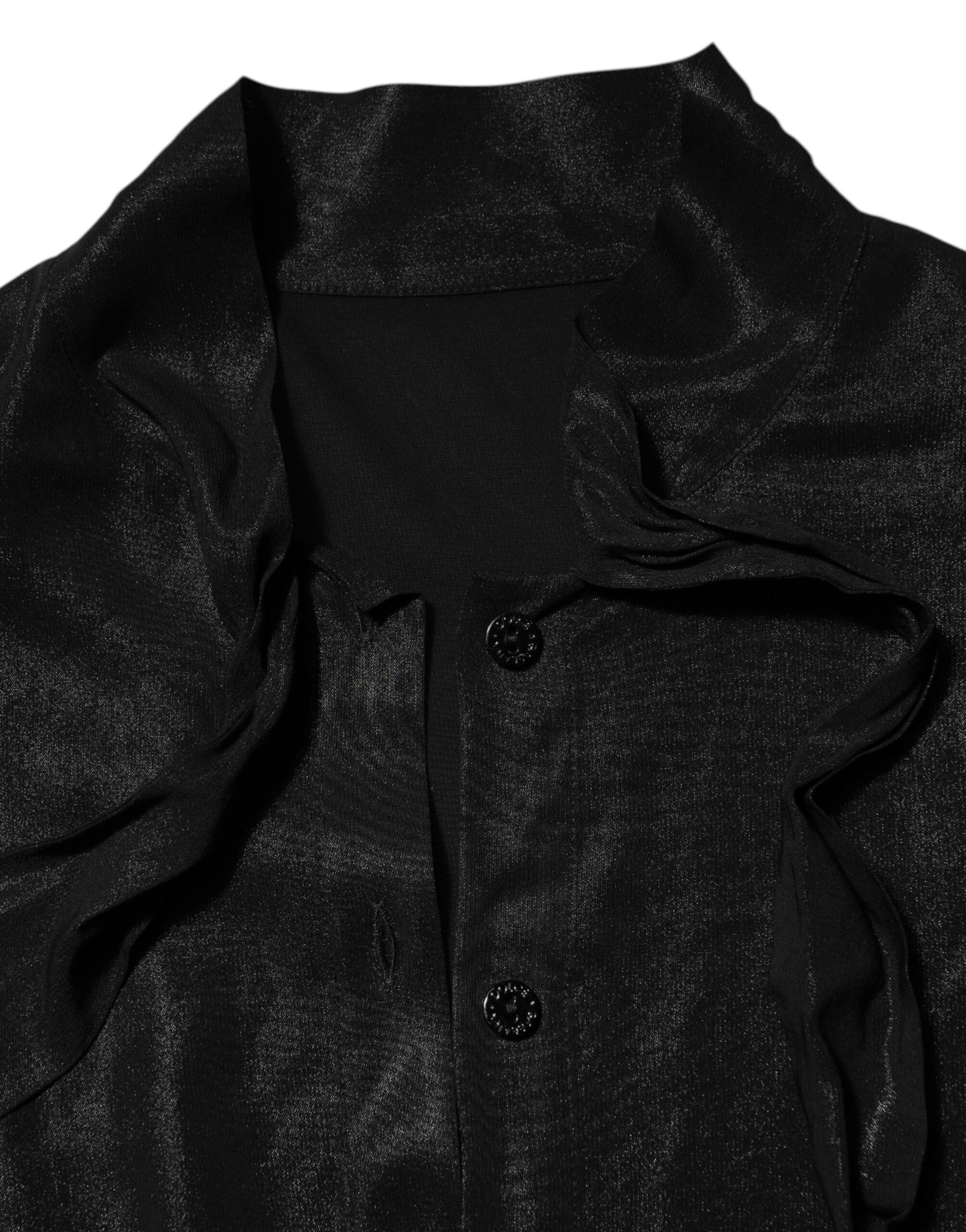 Dolce & Gabbana Black Viscose Long Sleeve Tie Neck Blouse Top | Regal Royce