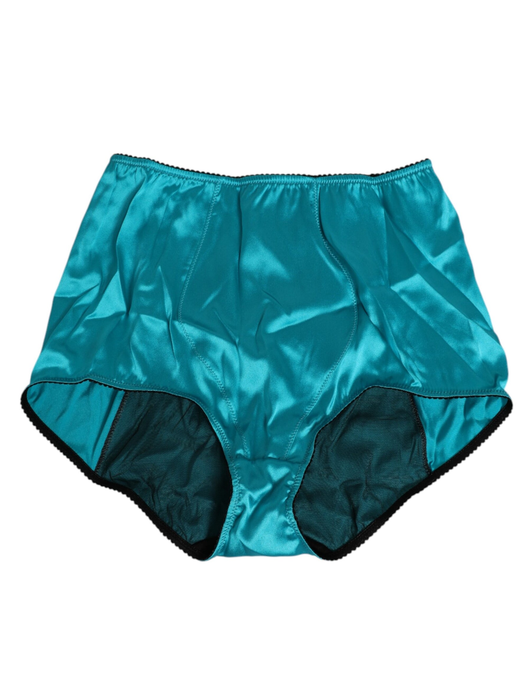 Dolce & Gabbana Aqua Green Satin High-Waist Briefs Underwear | Regal Royce